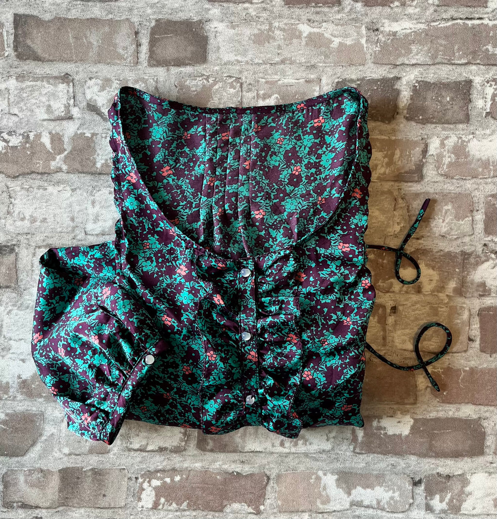 Blouse Vintage Tokyo Garden | Imprimé Floral Dark Liberty | Design Itokin | Japon