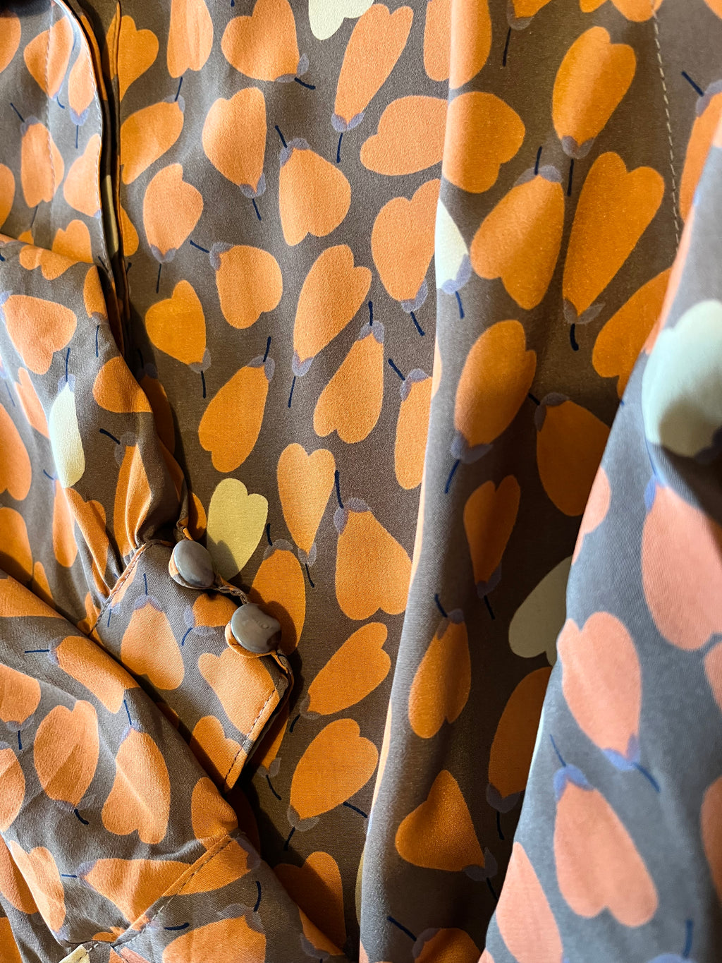 Blouse Vintage Charming Seoul Imprimé Coeurs & Poires | 80s 90s | Style Working Girl | Corée du Sud / imprimé et boutons