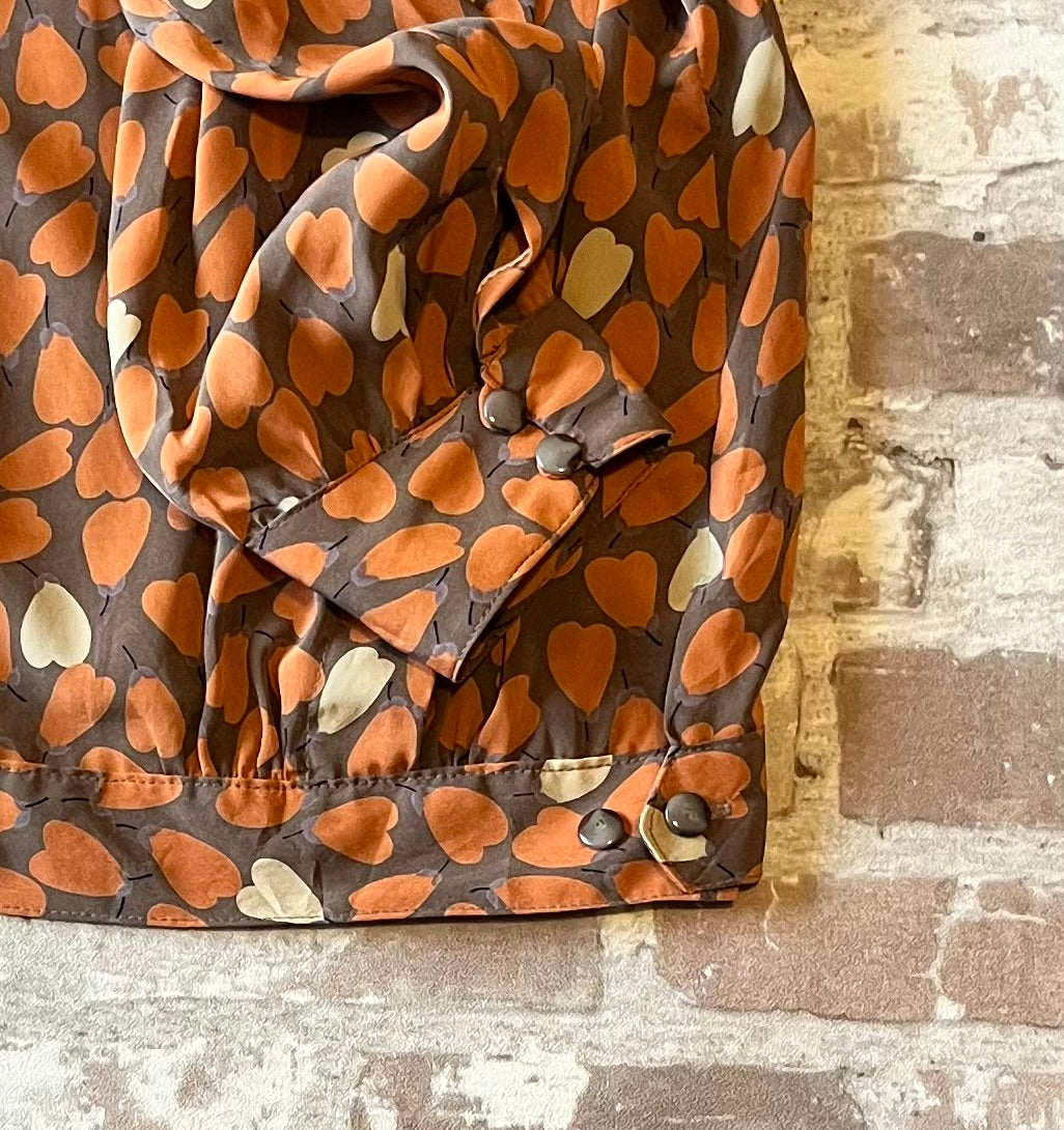 Blouse Vintage Charming Seoul Imprimé Coeurs & Poires | 80s 90s | Style Working Girl | Corée du Sud / détails