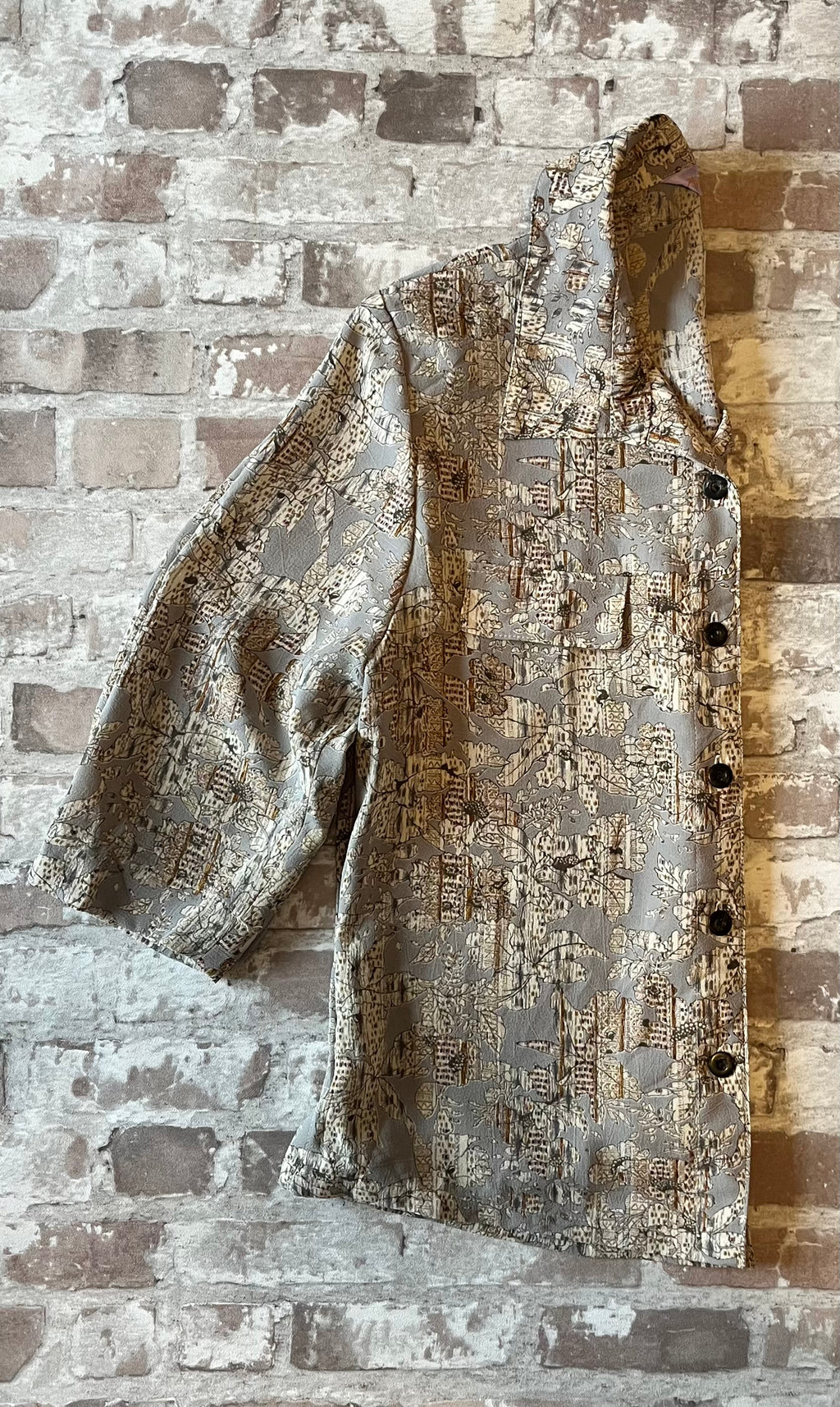 Blouse Vintage | Imprimé Floral Abstrait  | Party Friend | Japon / profil