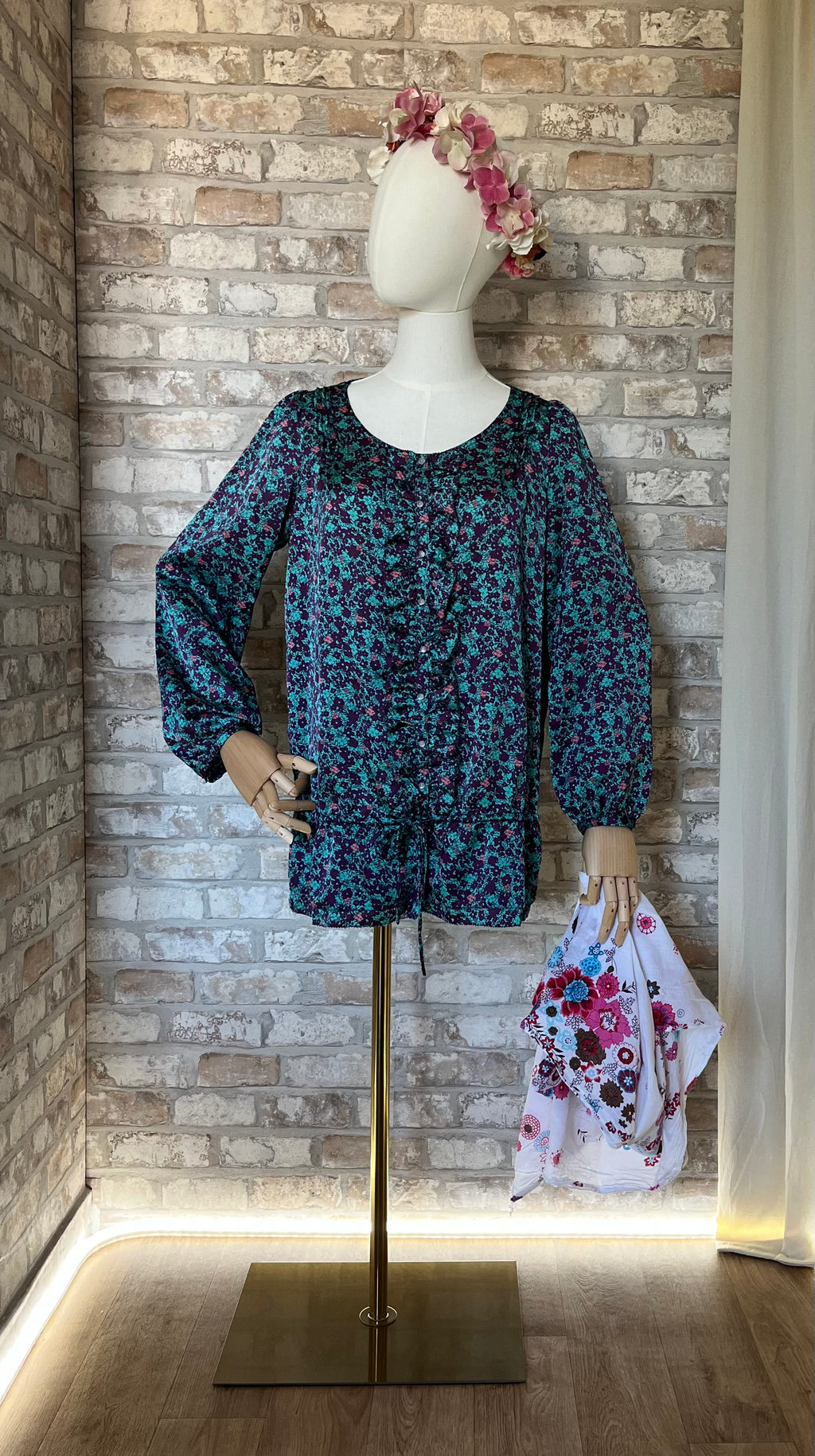 Blouse Vintage Tokyo Garden | Imprimé Floral Dark Liberty | Design Itokin | Japon / Foulard Girly Flower