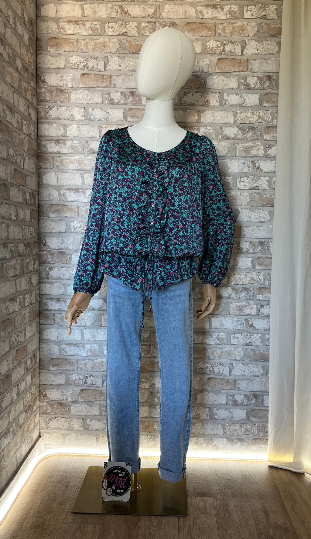 Blouse Vintage Tokyo Garden | Imprimé Floral Dark Liberty | Design Itokin | Japon / Jean Levis 501 Skinny / Patch La Barbuda