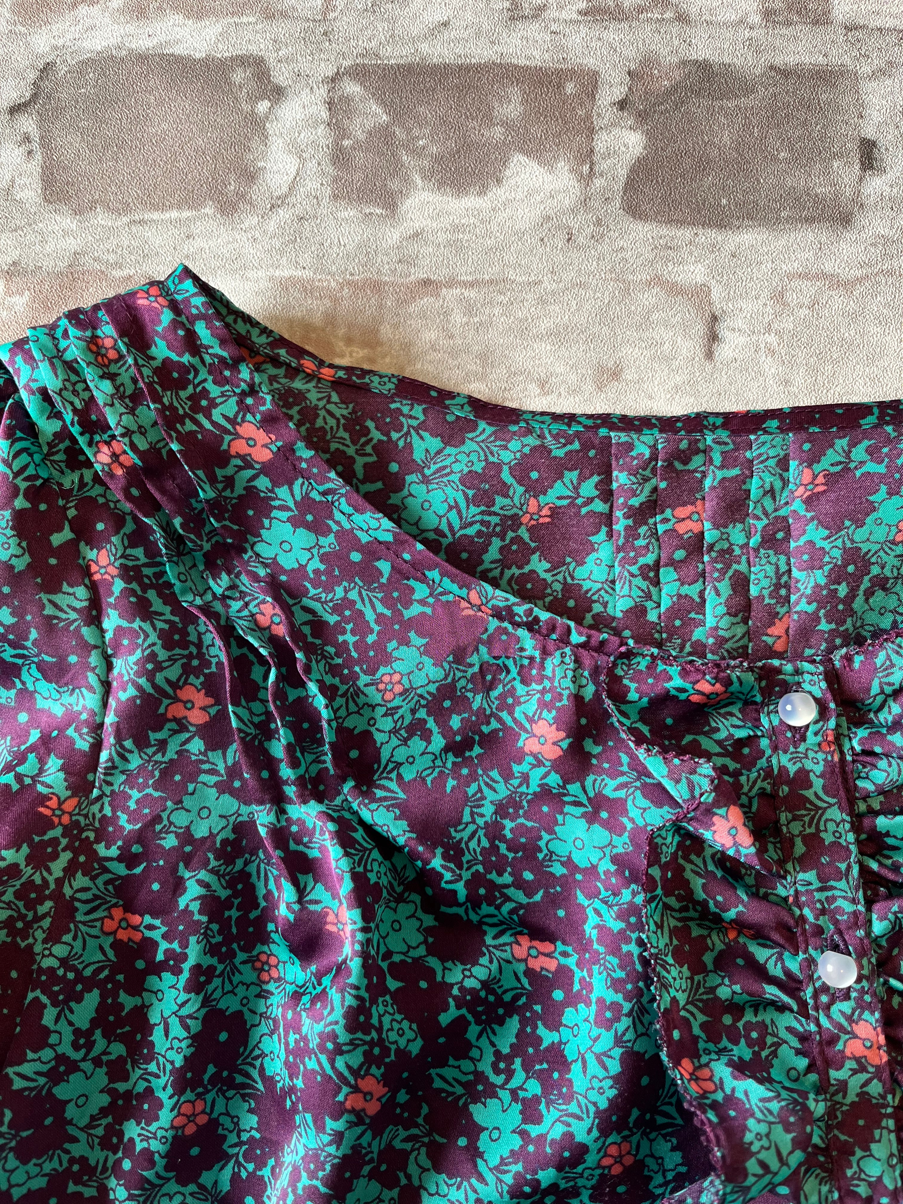 Blouse Vintage Tokyo Garden | Imprimé Floral Dark Liberty | Design Itokin | Japon / col