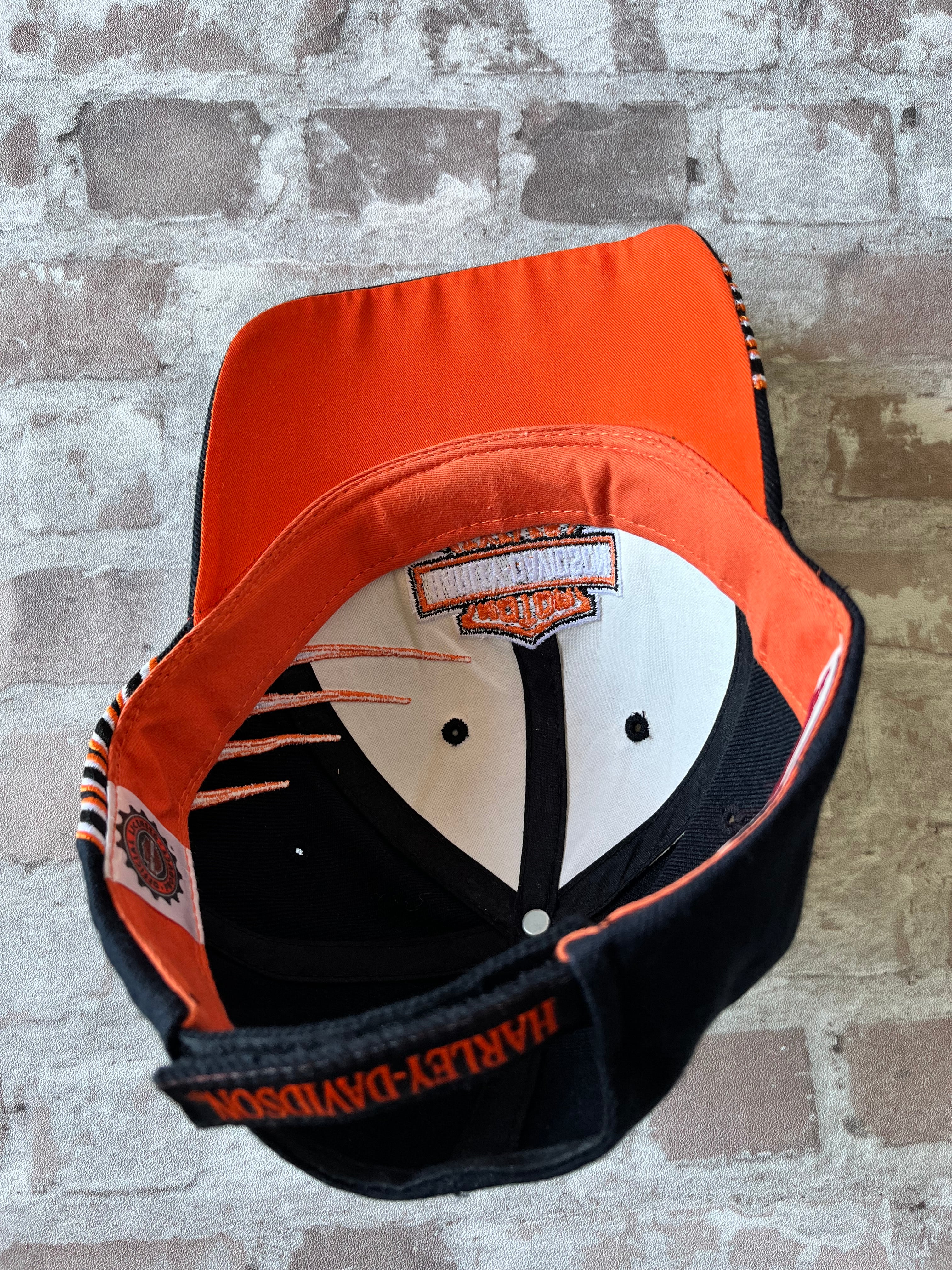Casquette Vintage | Harley Davidson | Logo Bar & Shiel 3D | Coupe A-Frame & Velcro | USA | GRADE A