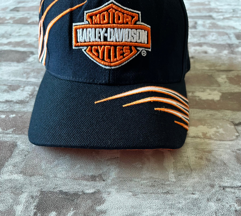 Casquette Vintage | Harley Davidson | Logo Bar & Shiel 3D | Coupe A-Frame & Velcro | USA / visière