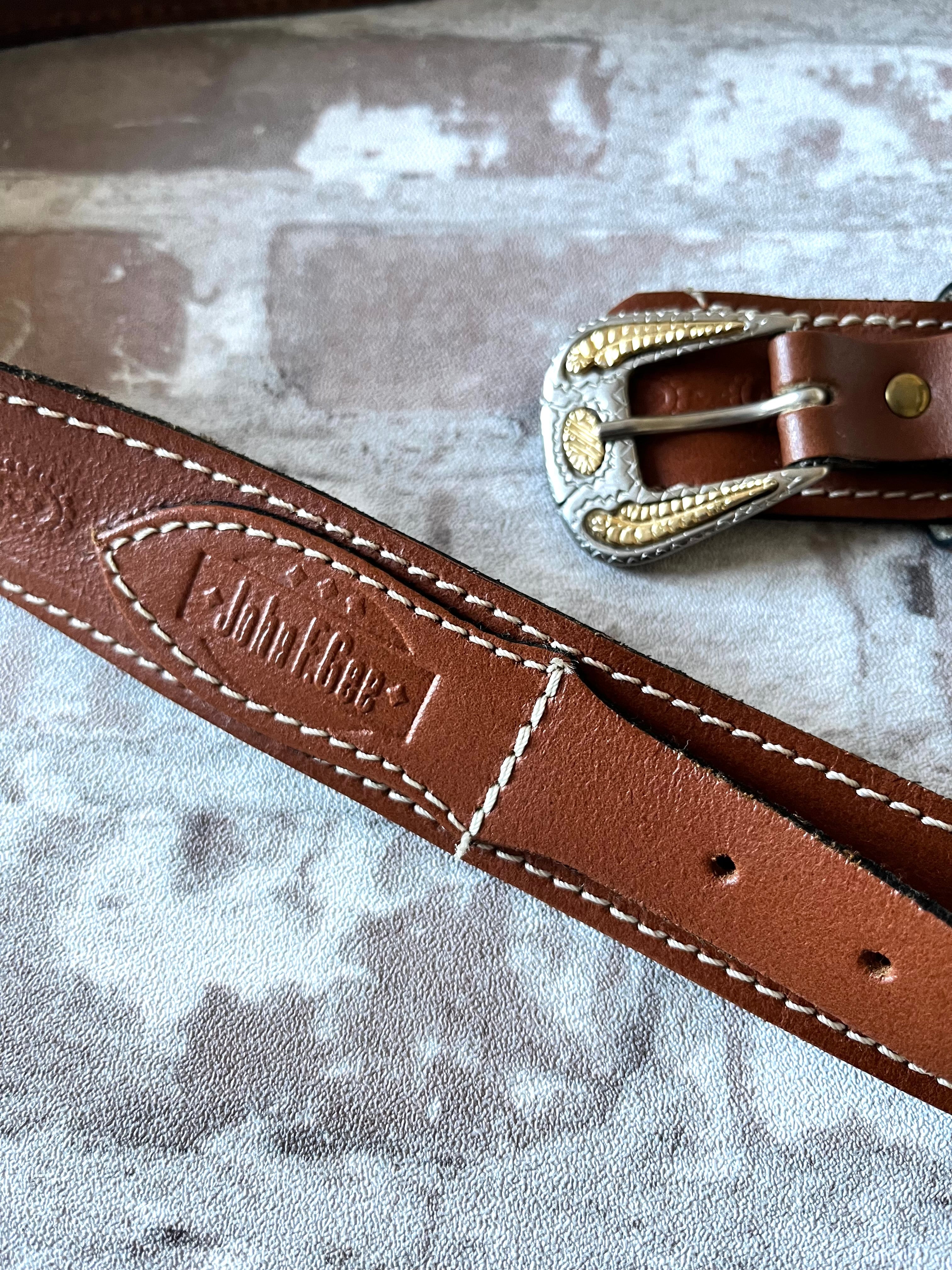 Ceinture Vintage Ranger | John F.Gee | Style Western Paisley | Cognac & Bouclerie Bicolore / marque