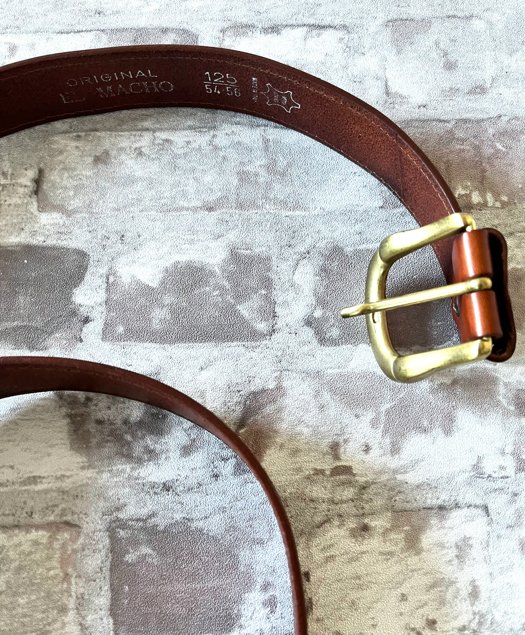 Ceinture Vintage | Original El Macho - Cuir Pleine Fleur Cognac | Boucle Laiton Massif | Italie 
