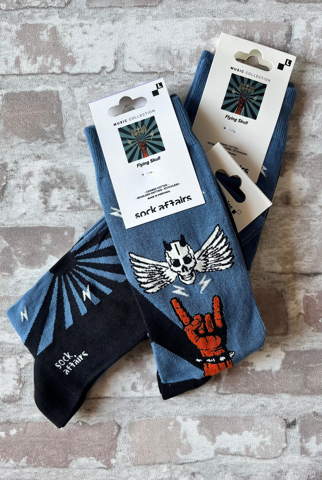 Chaussettes Flying Skull Metal - Taille 41-46  | Sock Affairs - Produits Neufs / a plat empilées