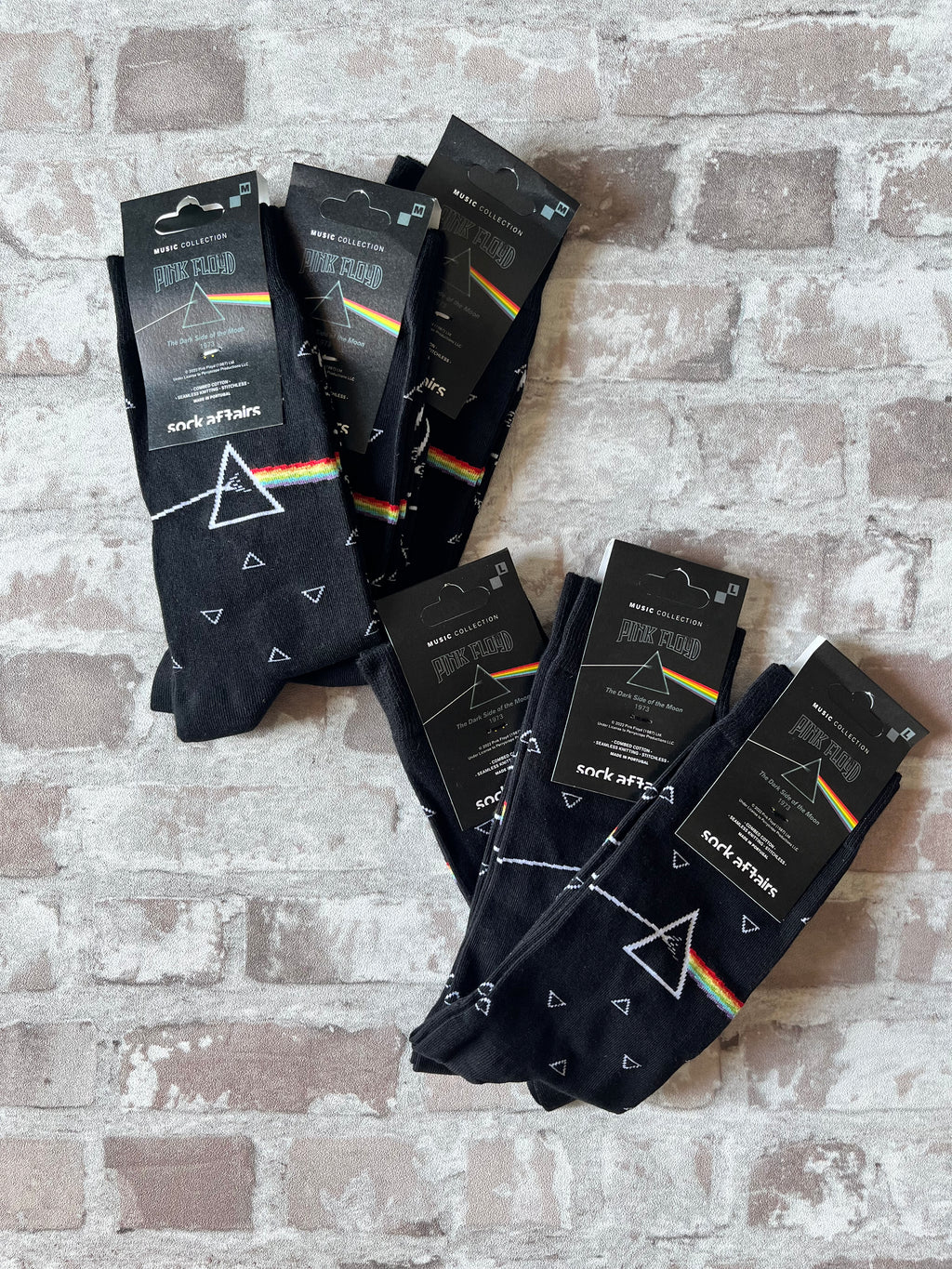 Chaussettes Sock Affairs - Pink Floyd Dark Side (Taille 36-40) | Style Rock/ à plat empilées