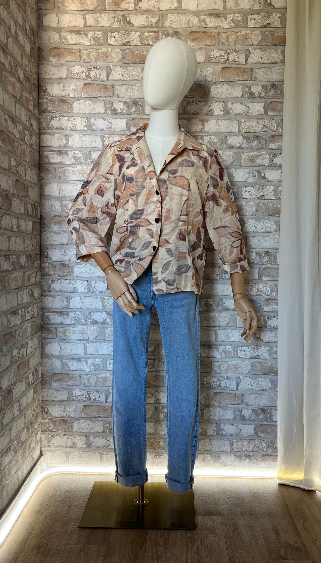 Chemise-Veste | Lin & Triacétate | Imprimé Végétal Ocre & Marron | Vinvert - Sanyo Shokai | Japon / Jean Levis 501 Skinny