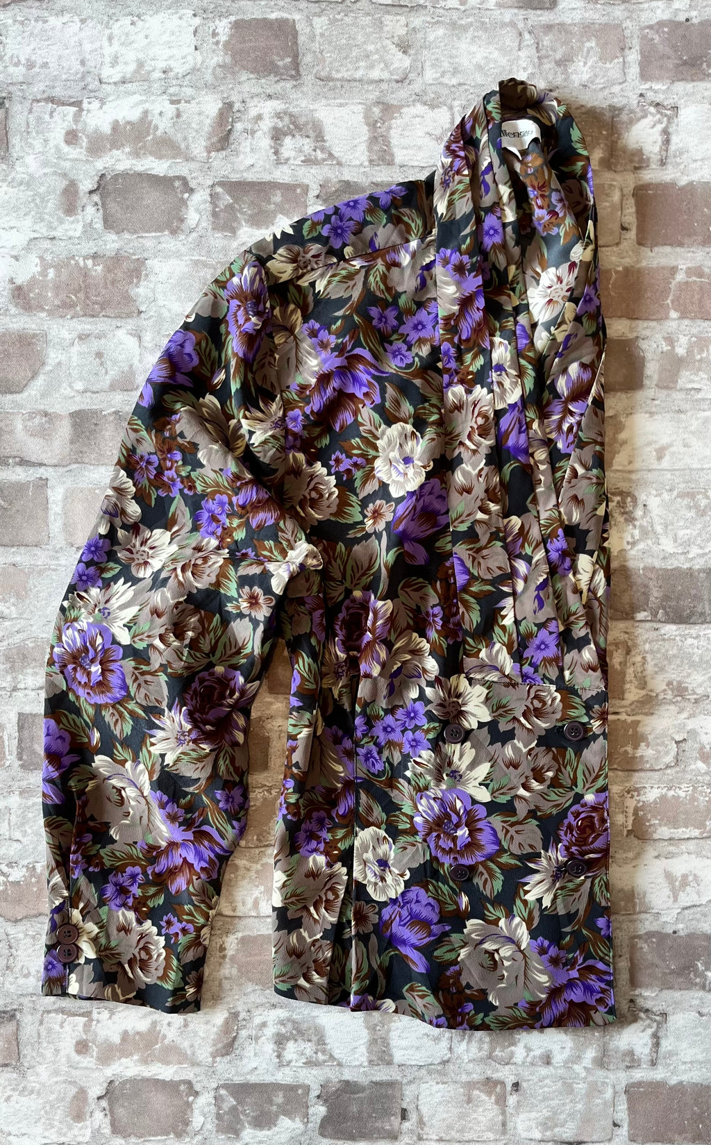 Chemise-Veste Vintage | Imprimé Floral Maximaliste Violet & Terre | Belle Ellensen | Japon / profil