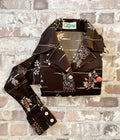 Chemise Vintage Japonaise 70s | Imprimé Botanique | Marron & Baies Orange | 34/36 FR - GRADE B