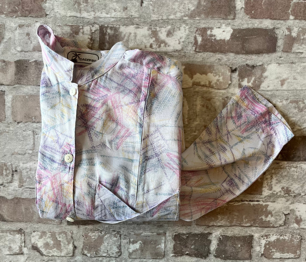 Chemise Vintage | Imprimé Abstrait Pastel | 80s 90s | Calypso