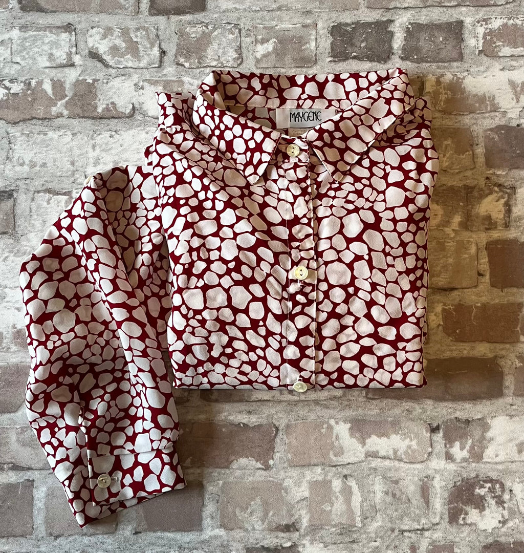 Chemise Vintage | Imprimé Psychédélique Rouge & Blanc | Maygene | USA