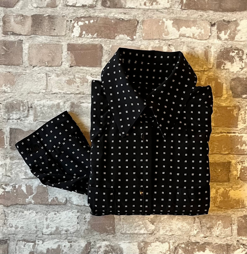 Chemise Vintage | Trussardi | Imprimé Graphique noir et blanc | Luxe Japon
