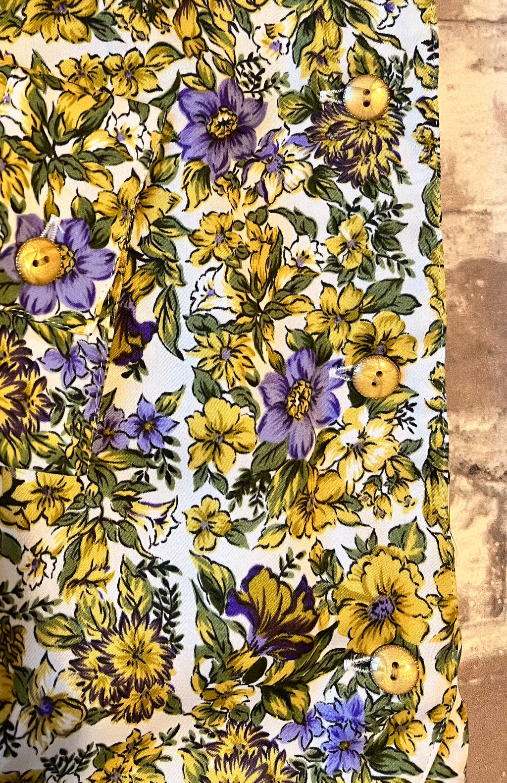 Chemise Blazer Vintage | Quadrillage Floral | Jaune & Violet | Saga More | Japon / imprimé