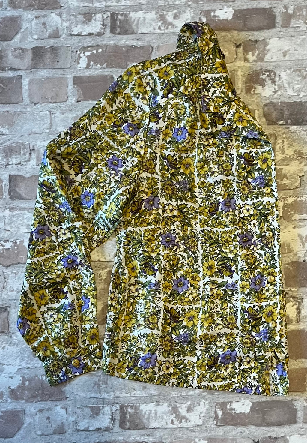 Chemise Blazer Vintage | Quadrillage Floral | Jaune & Violet | Saga More | Japon / profil
