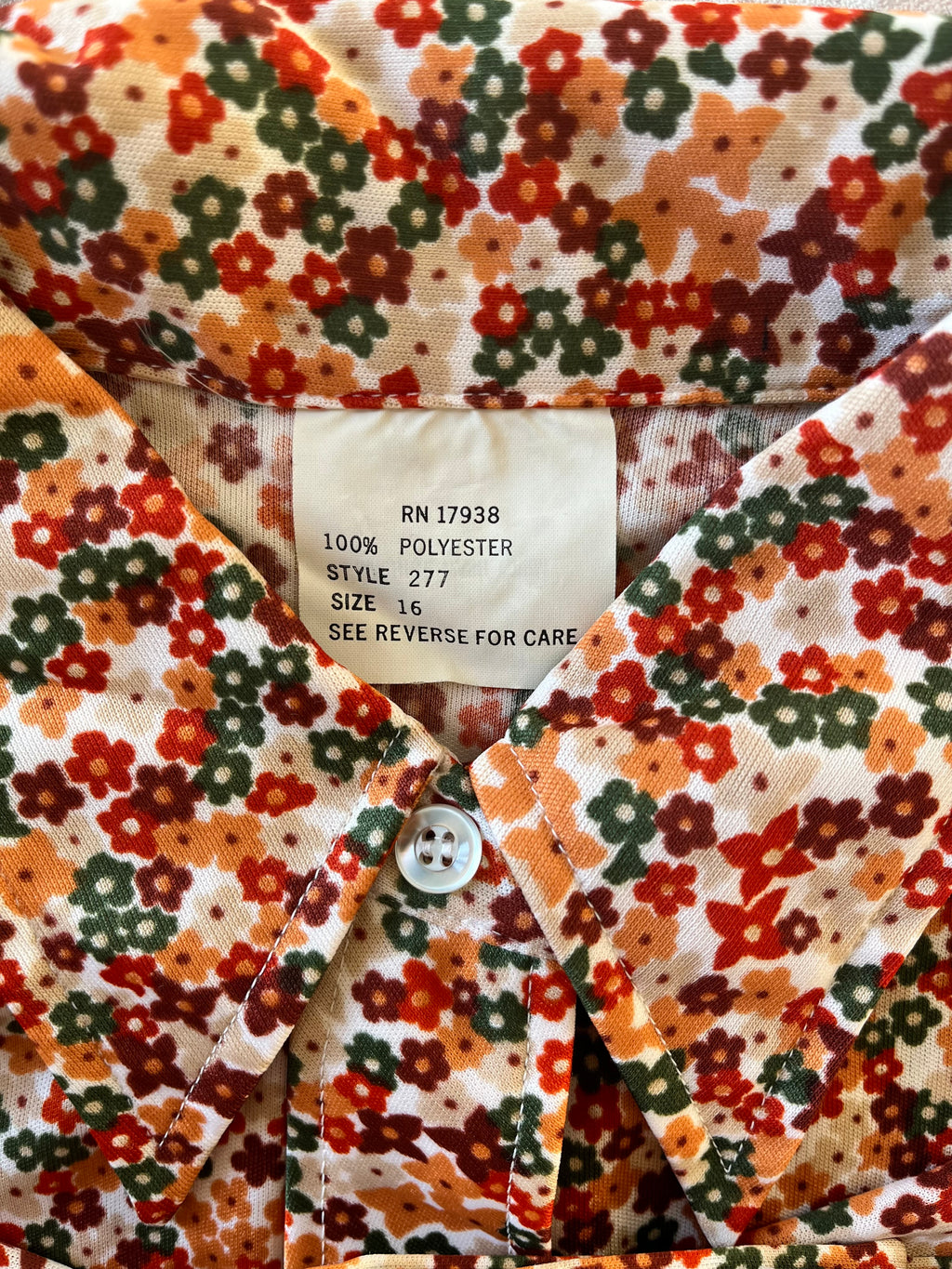 Chemise Vintage 70s | Micro Imprimé Floral Champêtre | Terracotta & Vert Bouteille | 38/40 FR - Grade A