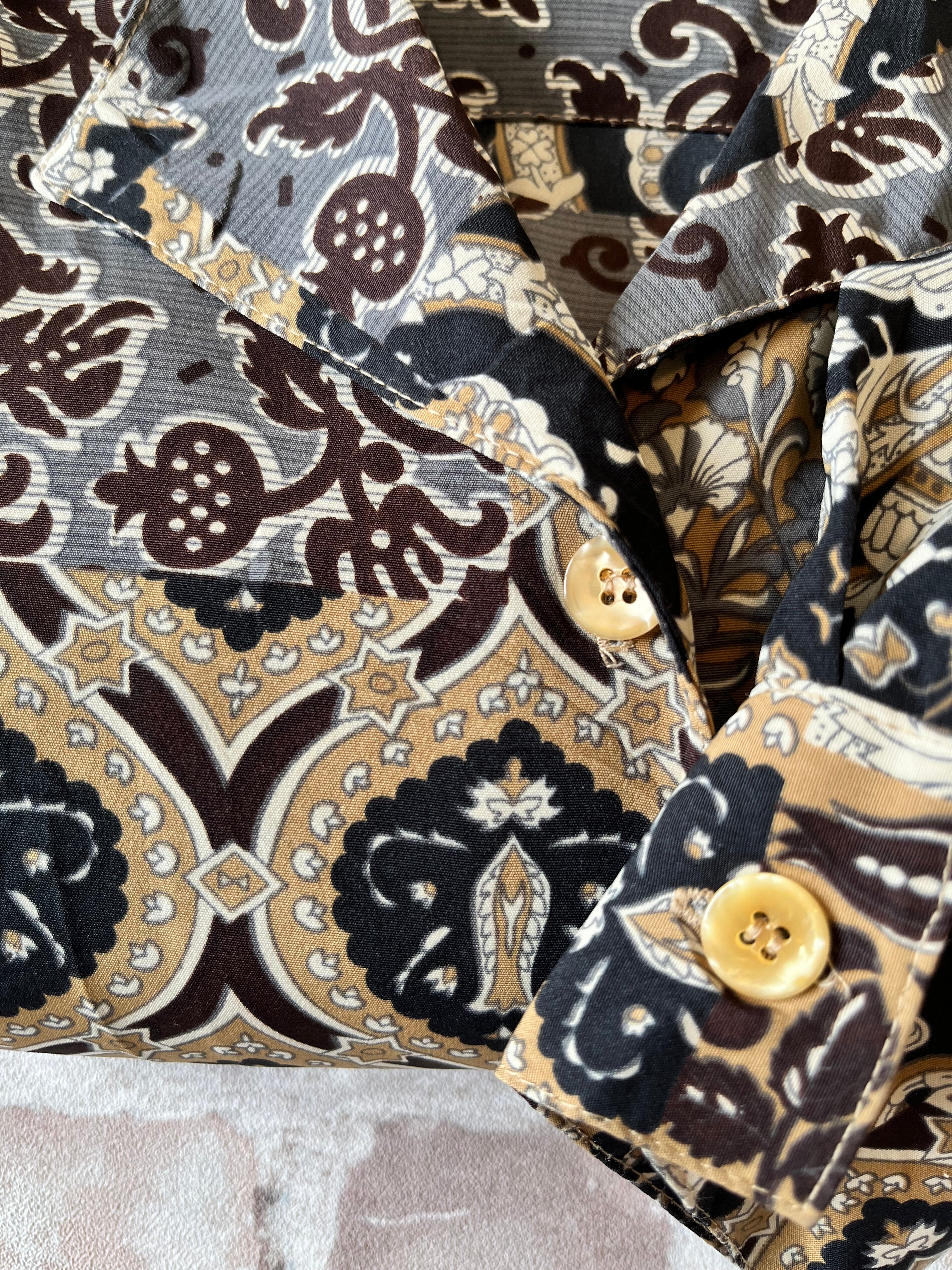 Chemise Vintage 90s | Alfred Dunner | Imprimé Patchwork Paisley & Baroque | USA / détails