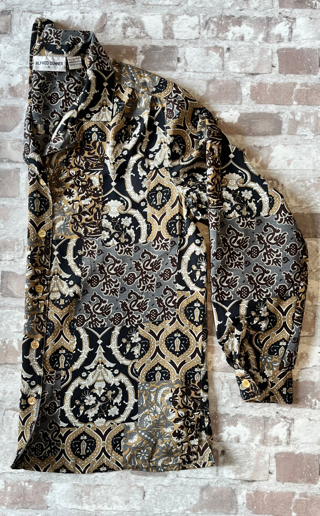 Chemise Vintage 90s | Alfred Dunner | Imprimé Patchwork Paisley & Baroque | USA / profil