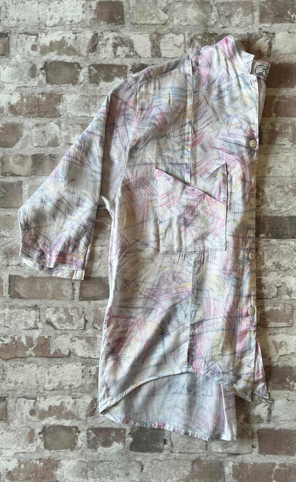 Chemise Vintage | Imprimé Abstrait Pastel | 80s 90s | Calypso / profil