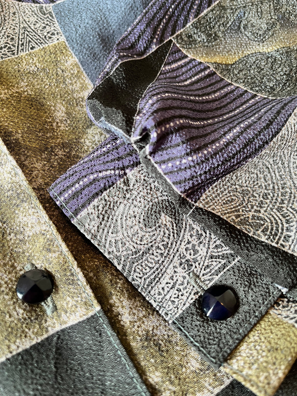 Chemise Vintage | Motif Patchwork Abstrait & Paisley | Japon / boutons