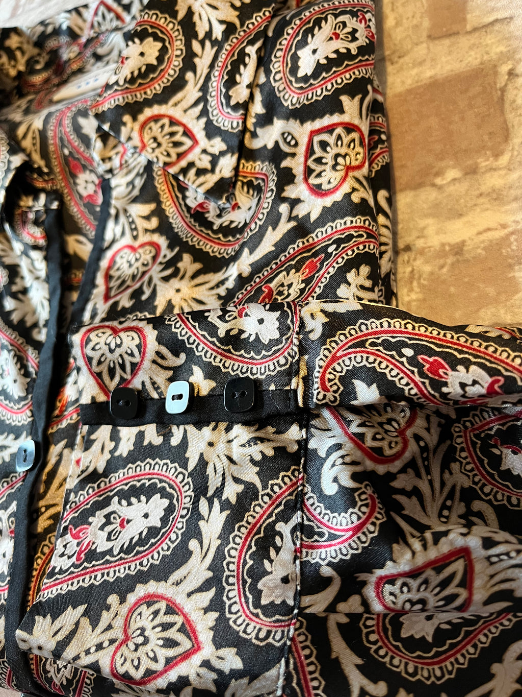 Chemise Vintage | Paisley Chic | Esprit Italien Florence | Rouge Noir & Beige | Covington | USA / boutons