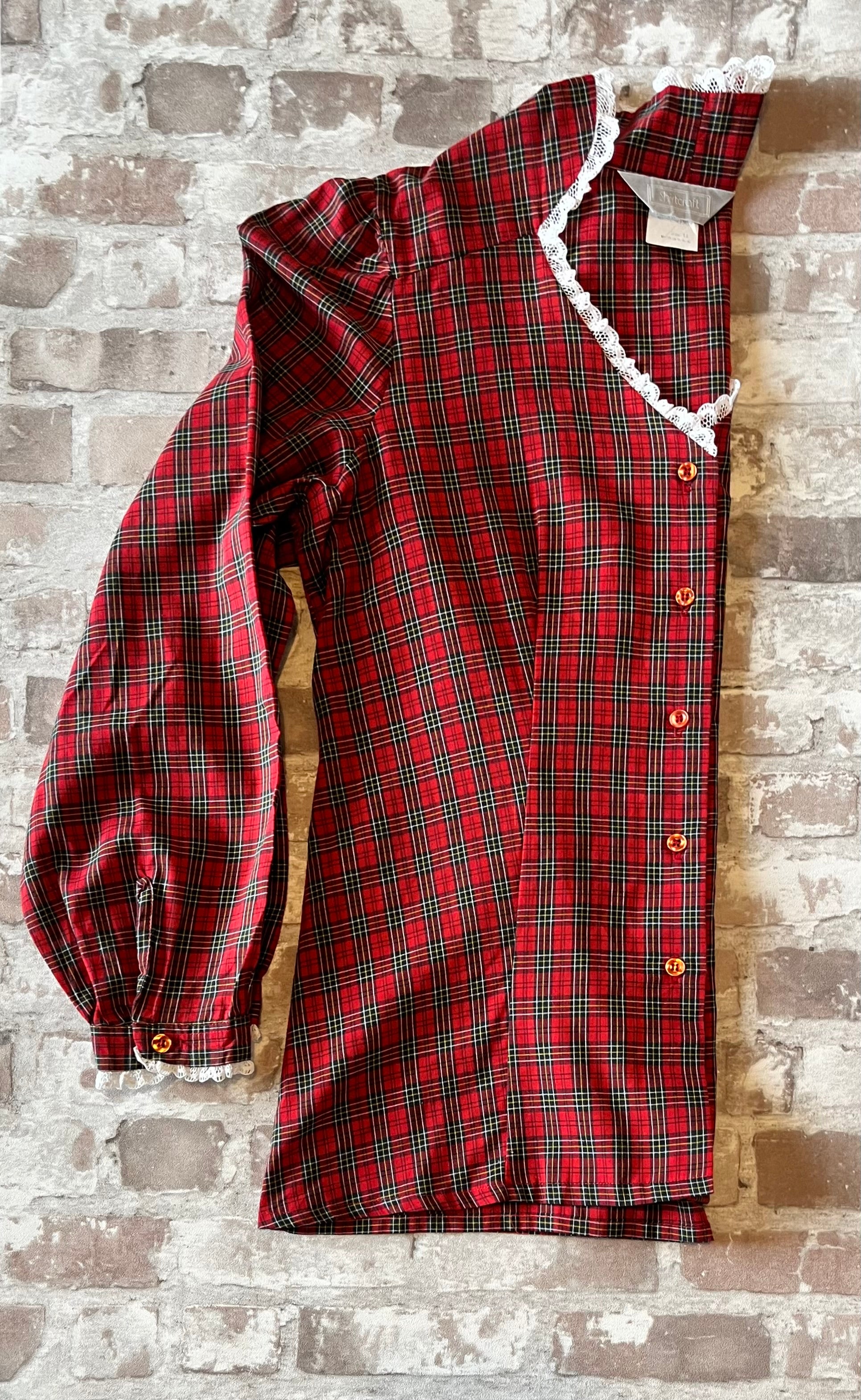 Chemise Vintage | Shirtcraft | Tartan Rouge & Dentelle | 80s | USA / profil