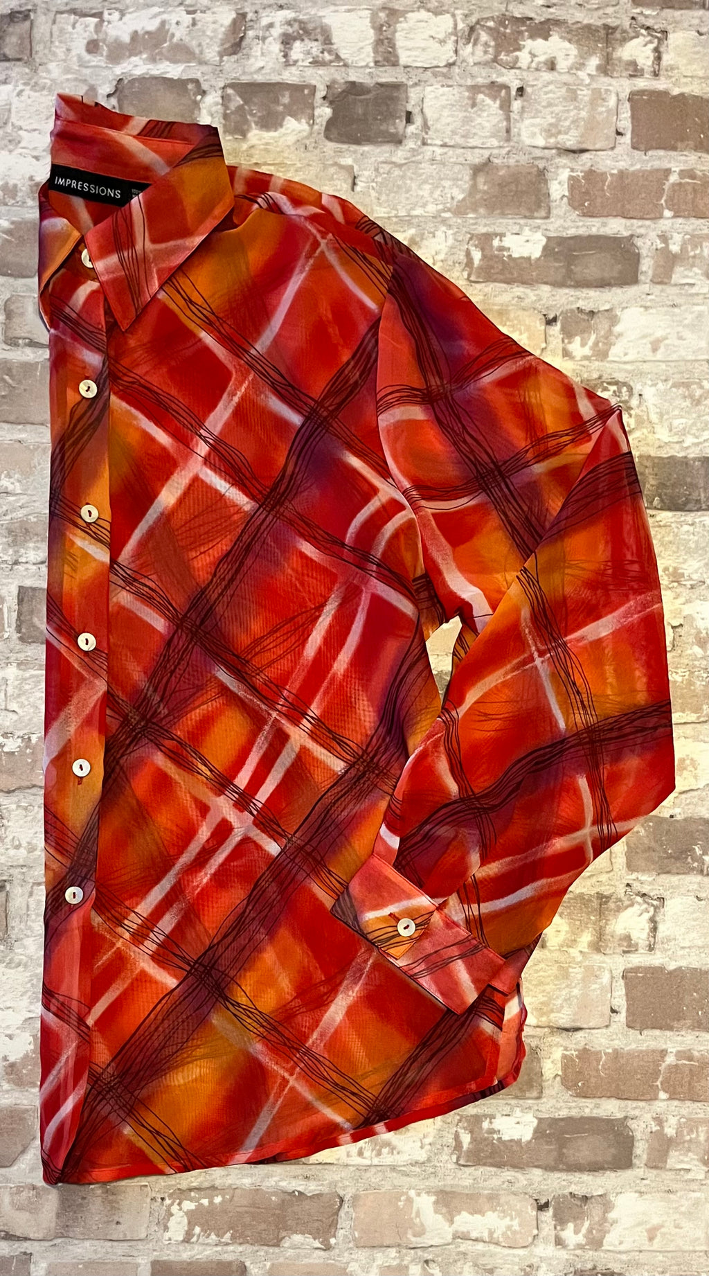 Chemise Vintage Voile Transparent | Imprimé Abstrait Sunset & Arty | Impressions | Corée / profil