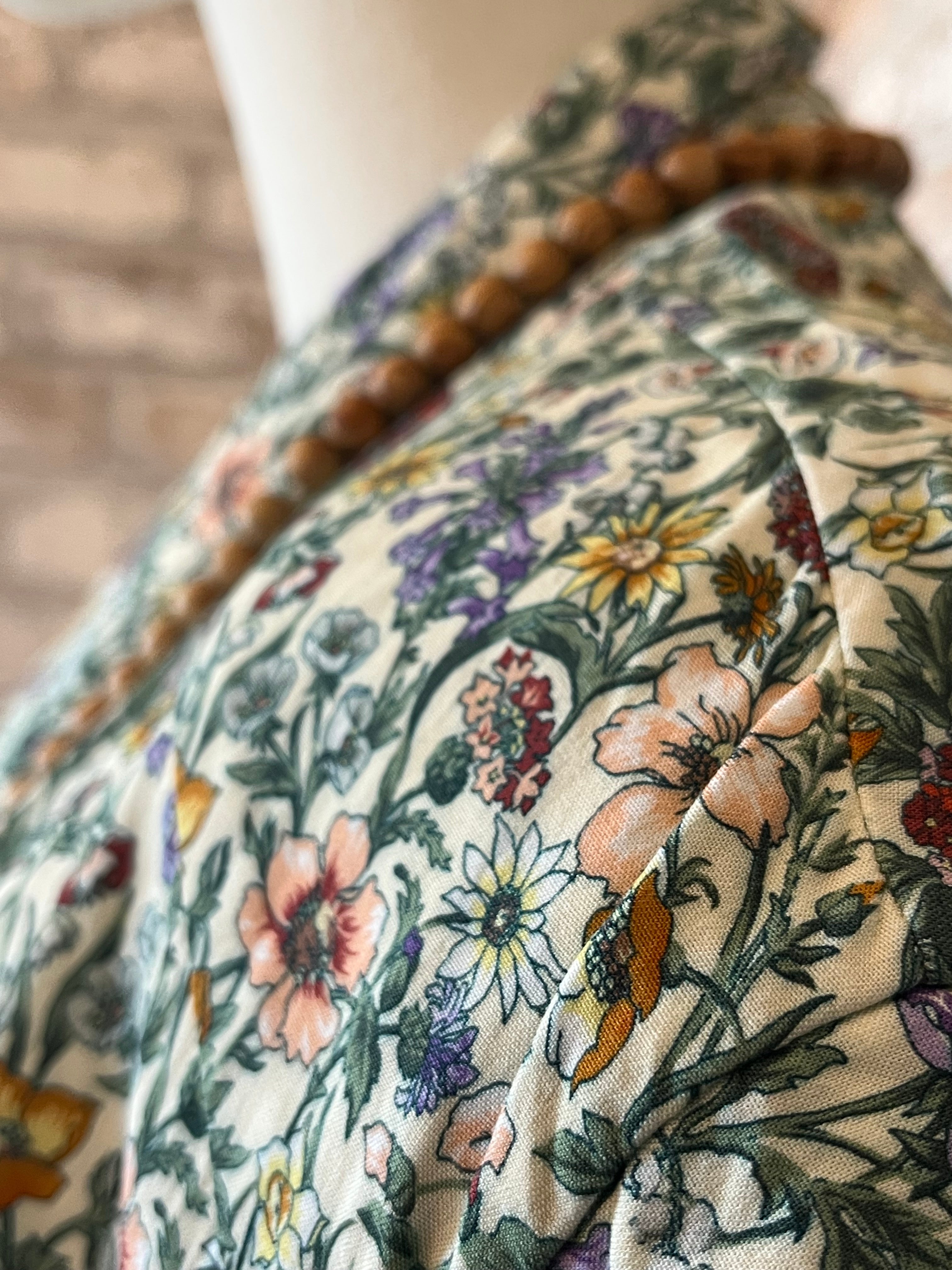 Combinaison Pantalon Fluide Bohème Fleurie | Naf Naf | Imprimé Floral Liberty / gros plan