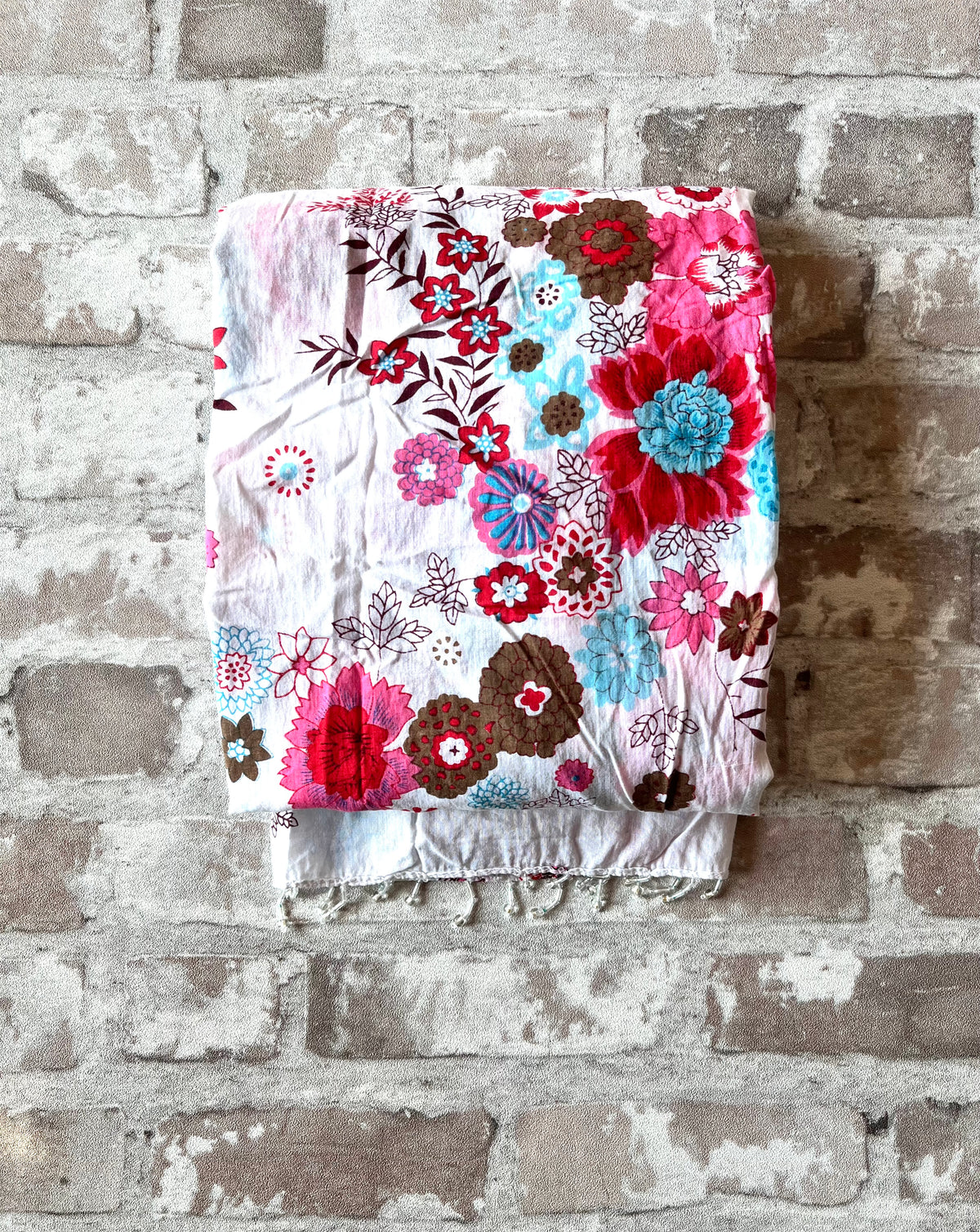 Foulard "Girly Flowers" | Imprimé Floral Fuchsia & Turquoise | Voile de Coton | GRADE A
