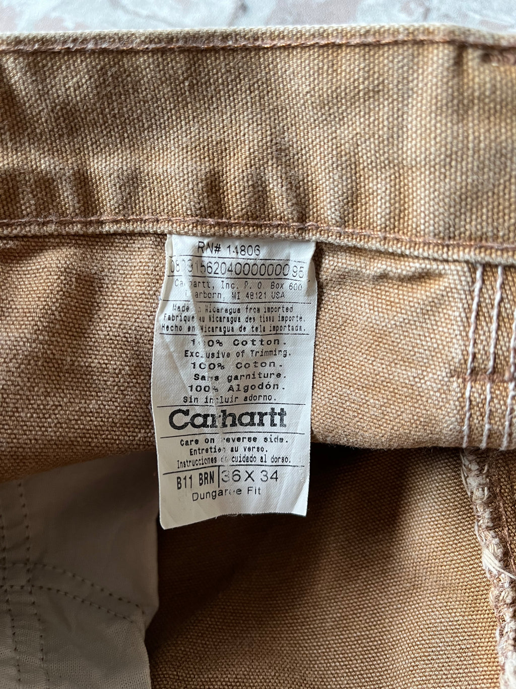 Pantalon Carpenter Carhartt B11 | Hamilton Brown Faded | Vintage 00s | 36 x 34 US - GRADE A DISTRESSED