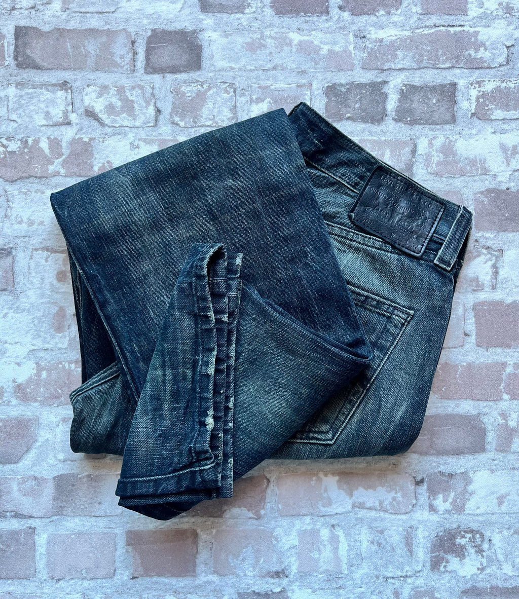 Jean Levi's 501 Original Vintage | Coupe Droite | Gris Washed Black - W32 L32 / détails distressed