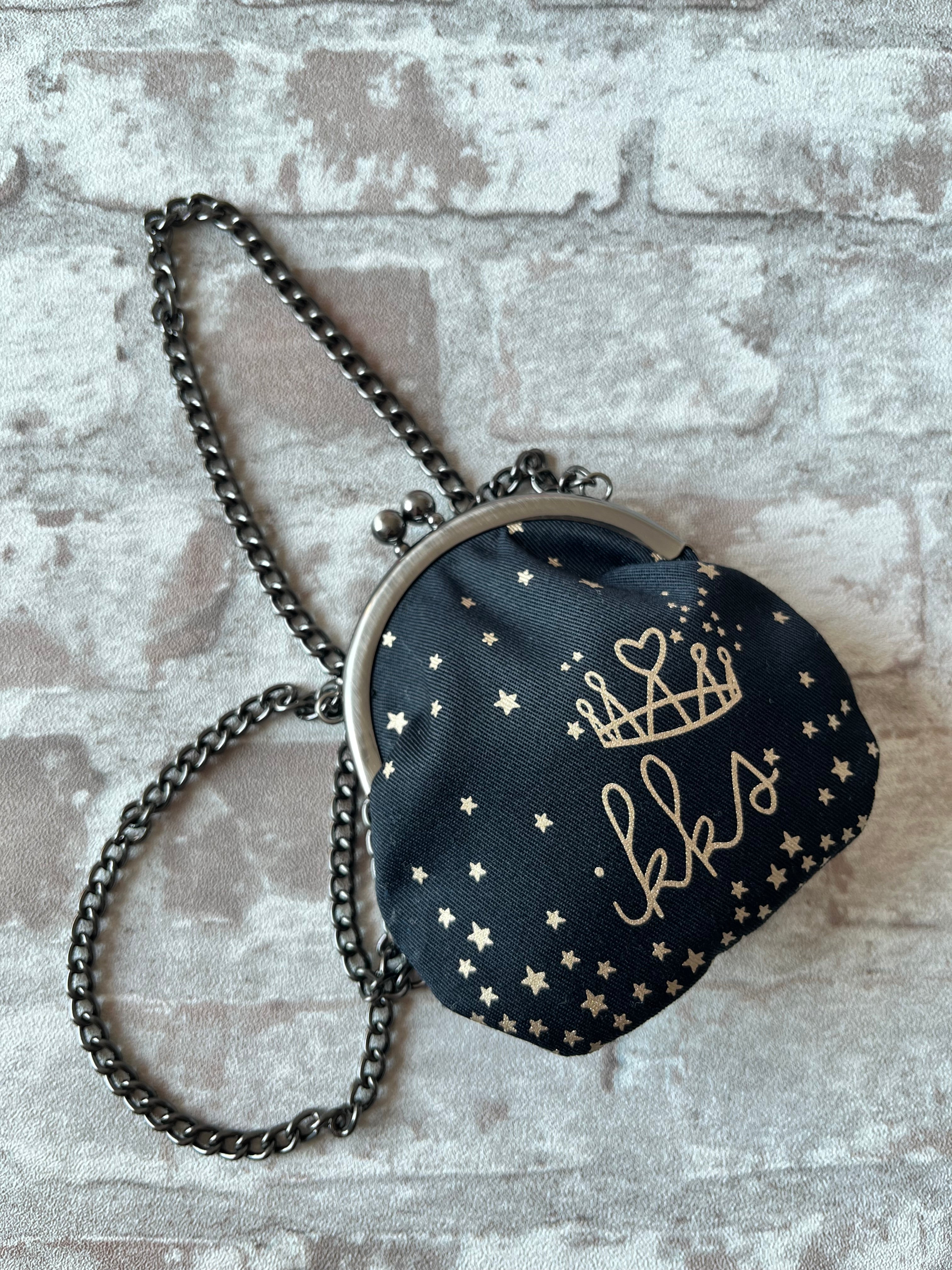 Mini Sac Porte-Monnaie Bourse | IKKS | Noir & Étoiles Dorées