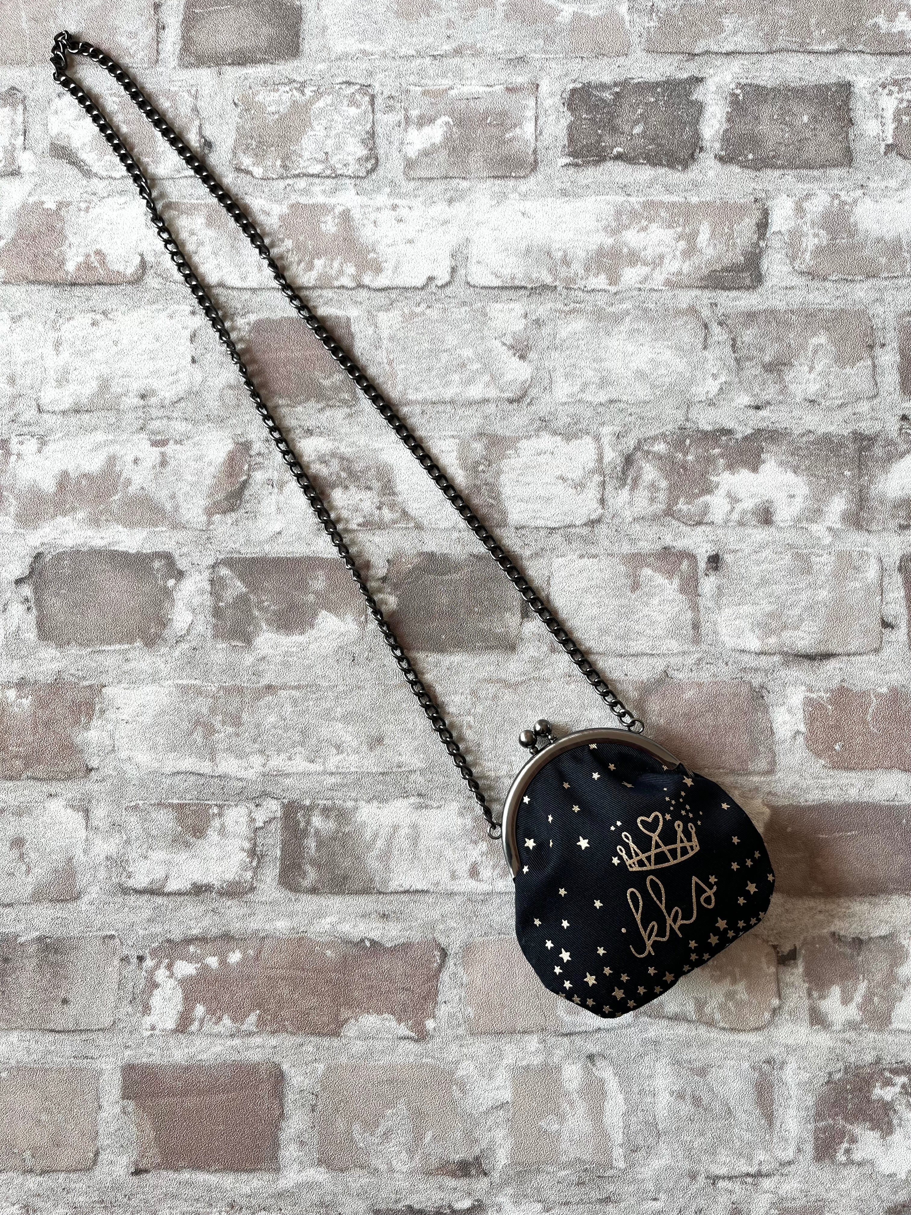Mini Sac Porte-Monnaie Bourse | IKKS | Noir & Étoiles Dorées