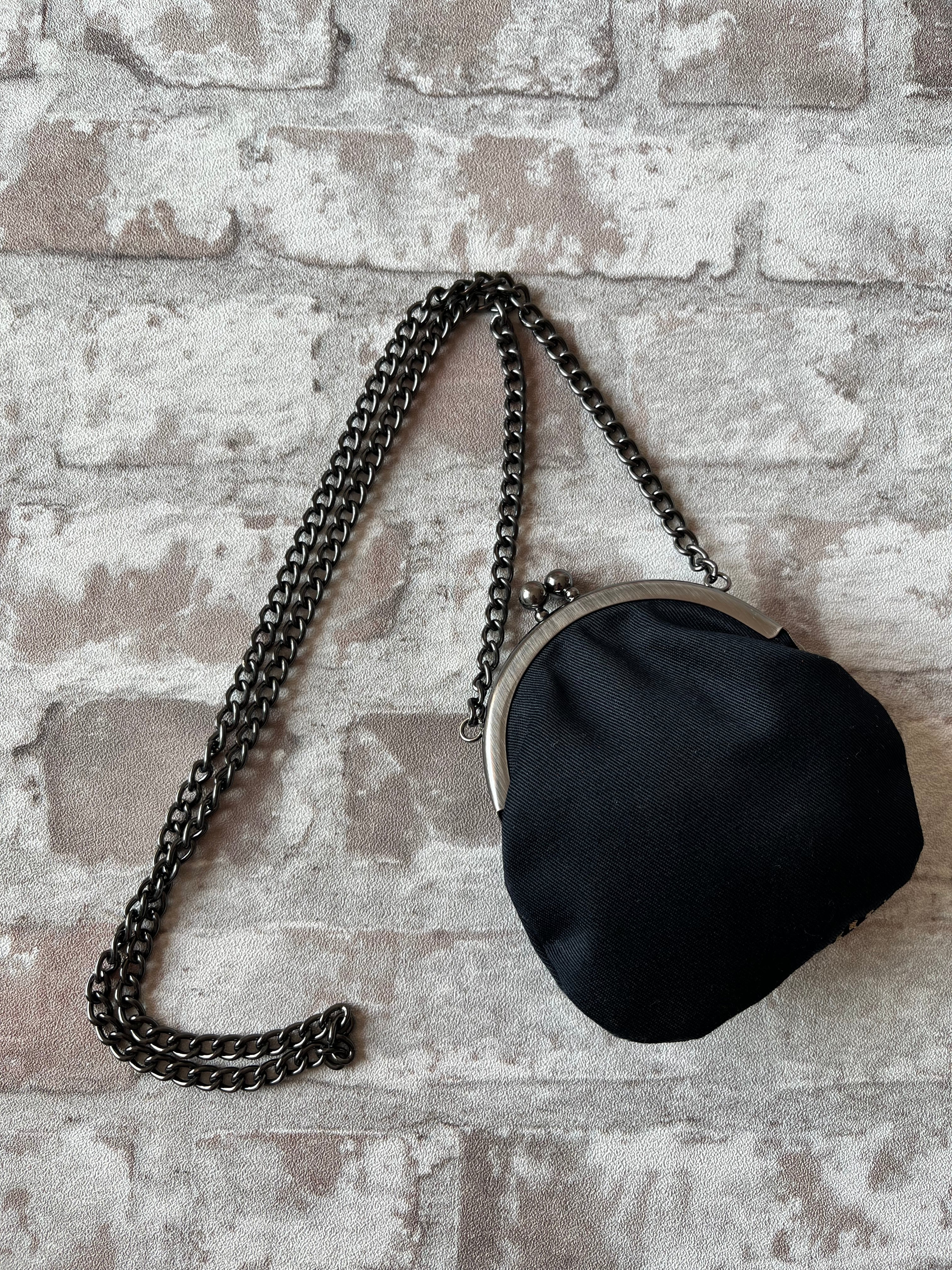 Mini Sac Porte-Monnaie Bourse | IKKS | Noir & Étoiles Dorées / arrière
