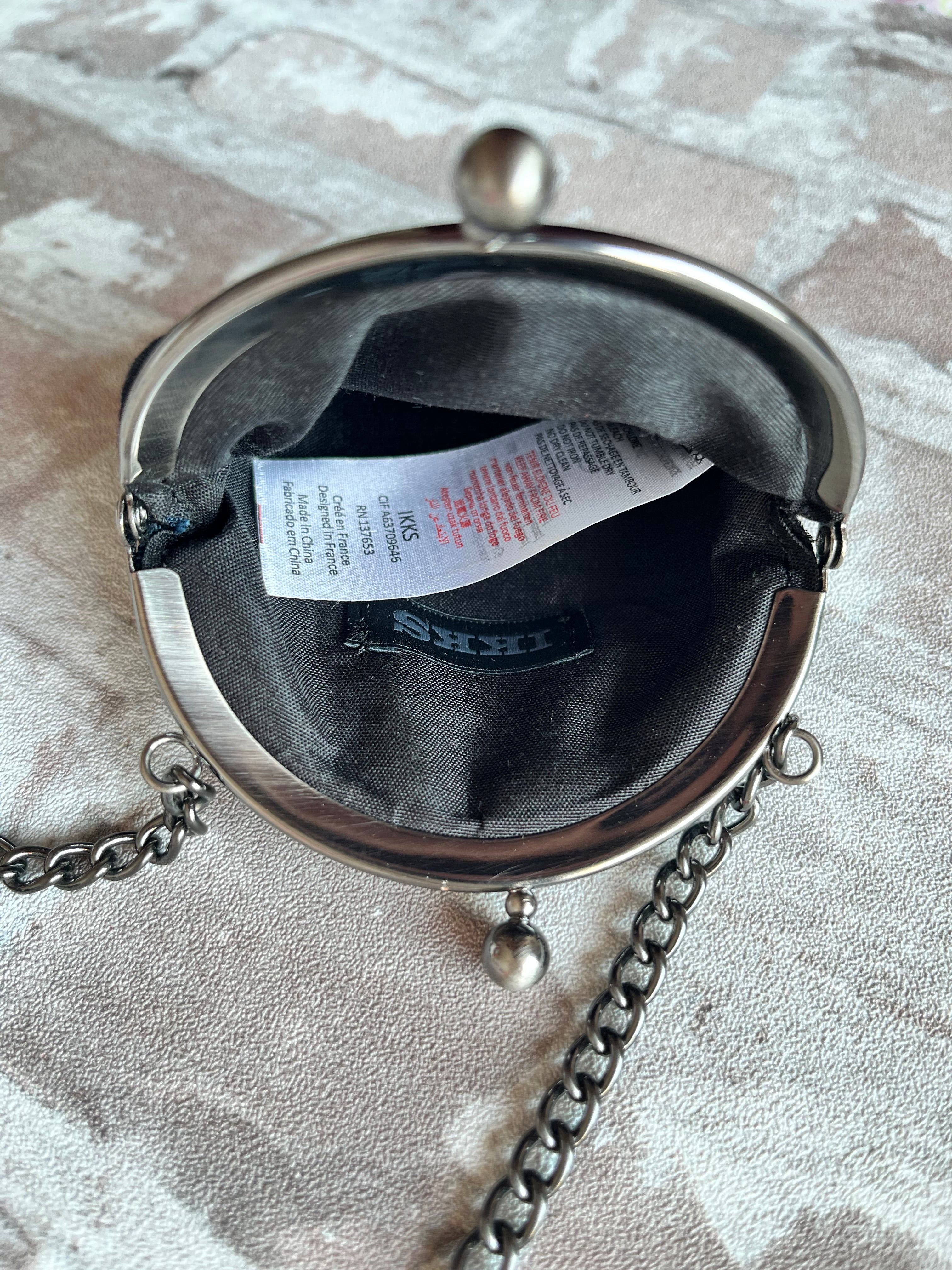Mini Sac Porte-Monnaie Bourse | IKKS | Noir & Étoiles Dorées / intérieur
