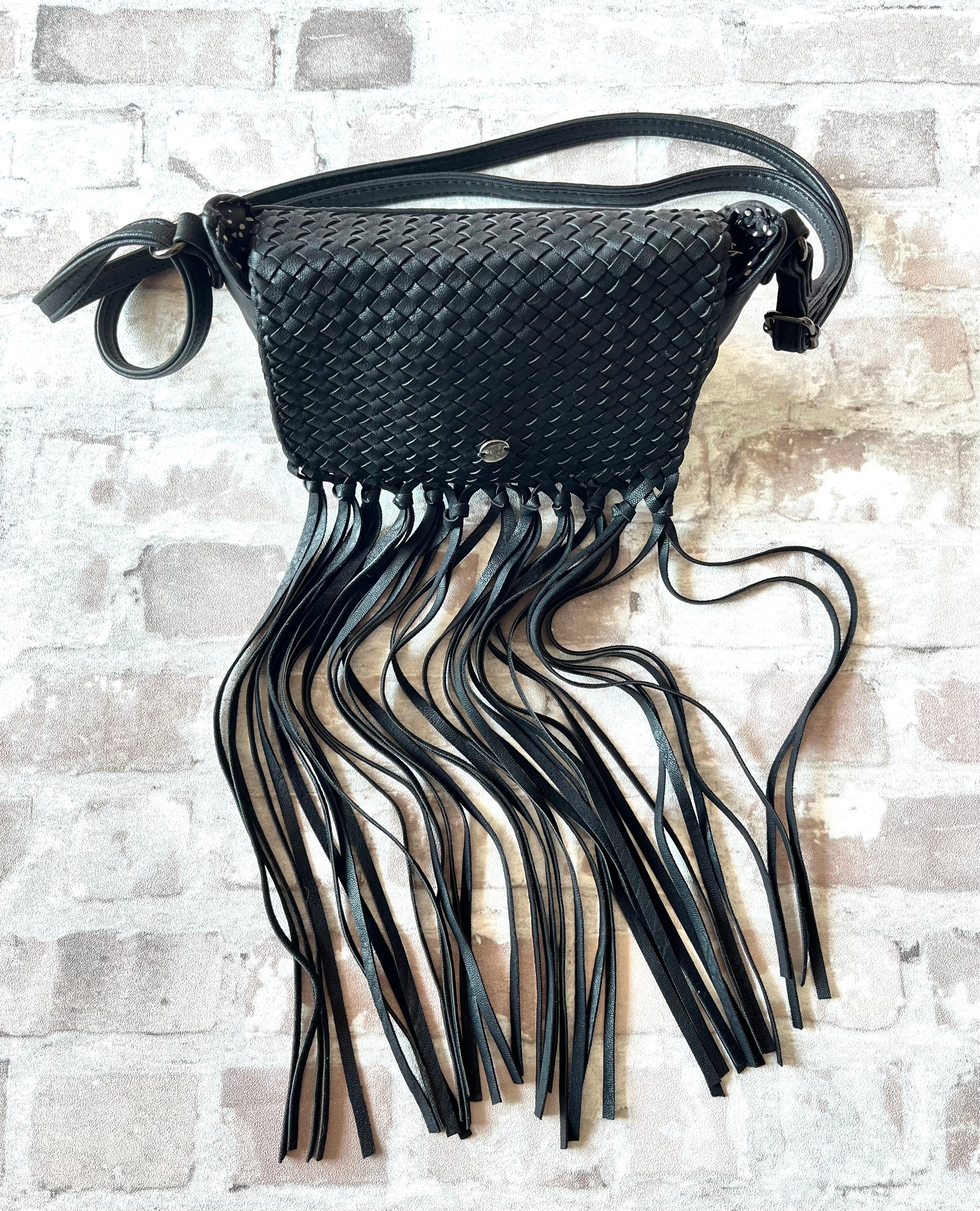 Sac Pochette à Franges WAY by IKKS | Noir Rock & Boho | Bandoulière