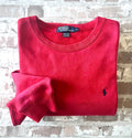 Sweat-Shirt Polo by Ralph Lauren Bleach Custom Classic Red Fall-Winter Vintage 90s à plat, plié