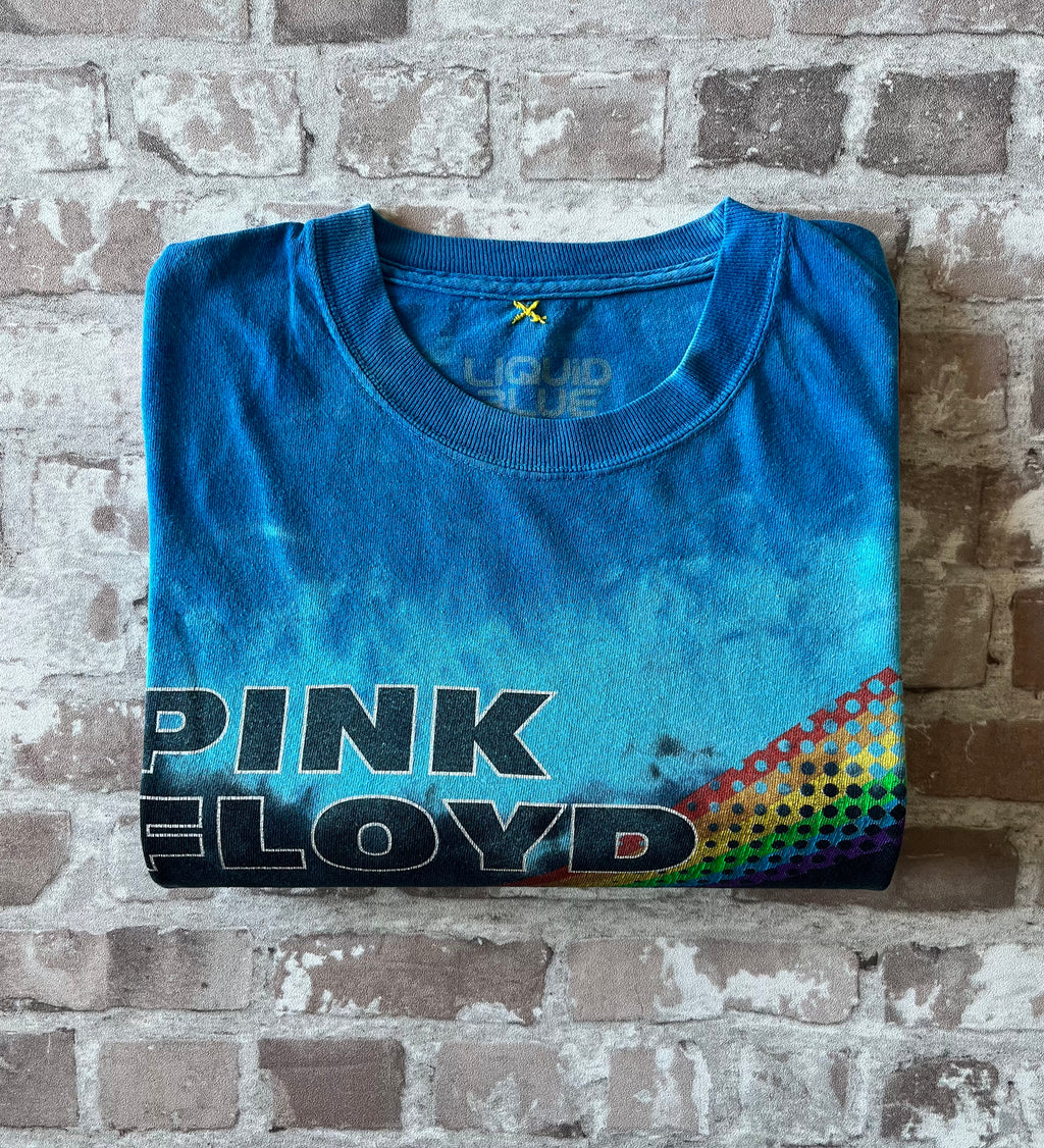 T-Shirt Pink Floyd | The Dark Side Of The Moon | Tie & Dye Red | Liquid Blue à plat plié