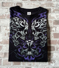 T-Shirt Vintage Delta Pro Weight | Tribal & Skulls Design | Noir & Violet