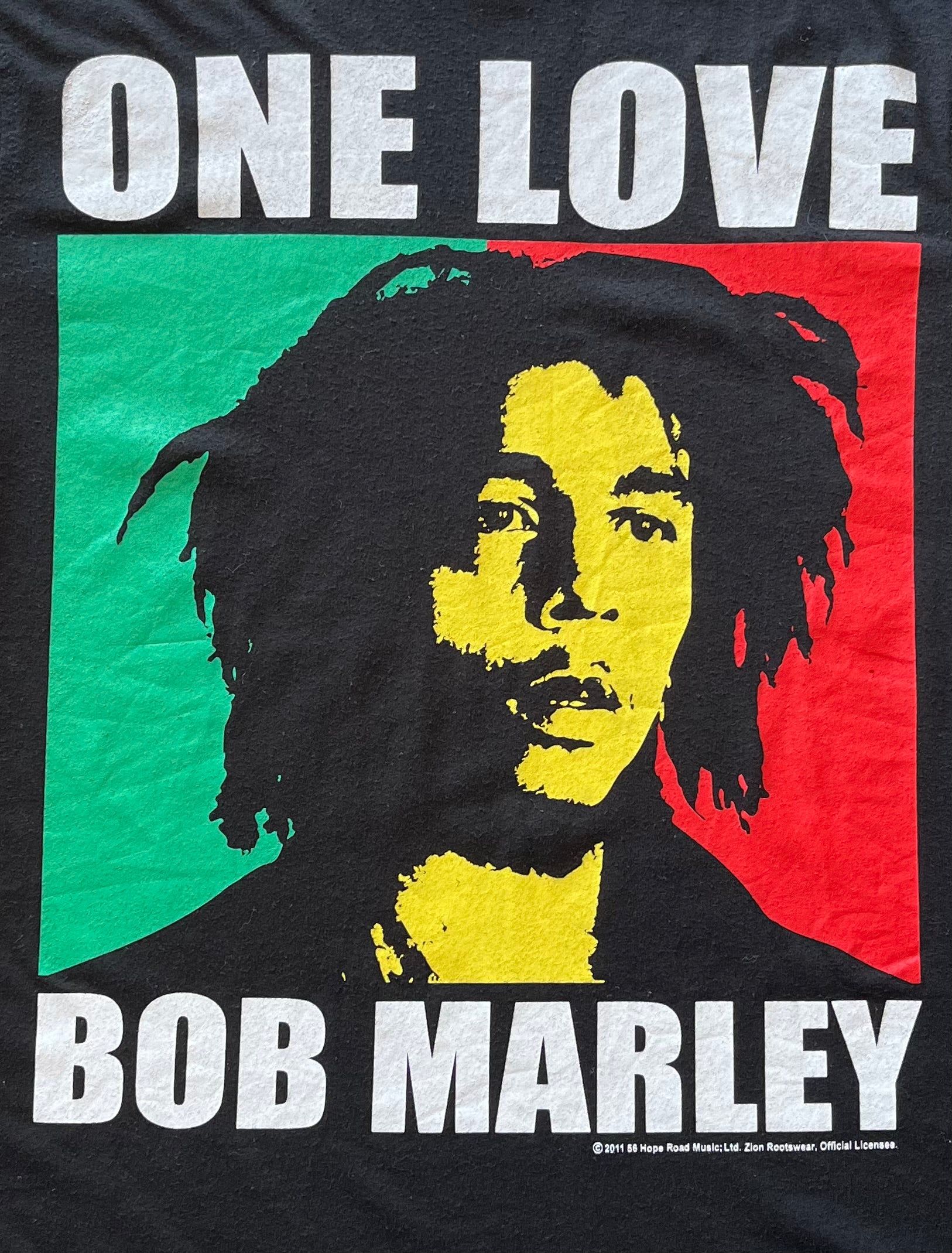 T-Shirt Bob Marley | One Love | Zion Rootswear / gros plan