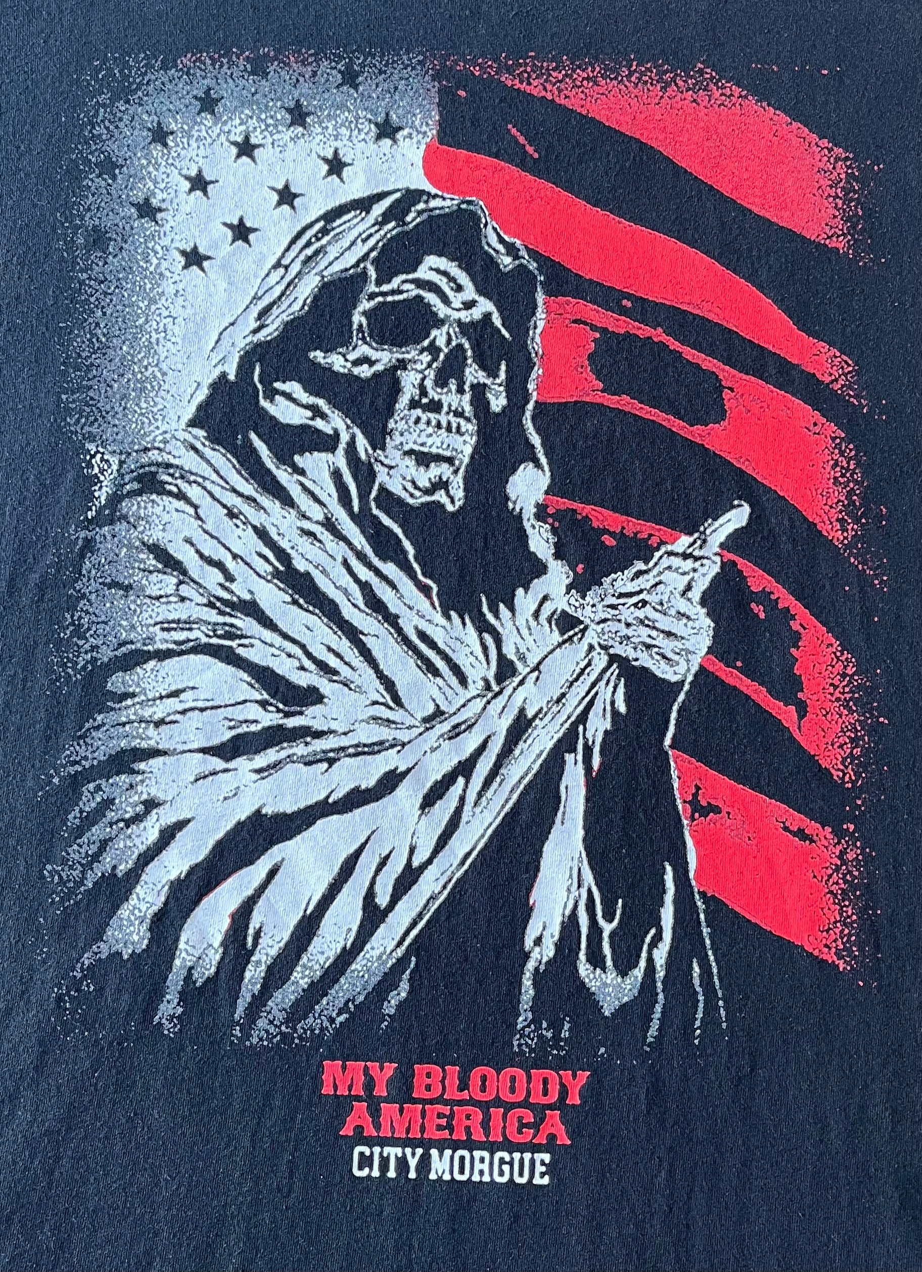 T-shirt City Morgue | "My Bloody America" Tour | Édition Limitée | Mint/ gros plan