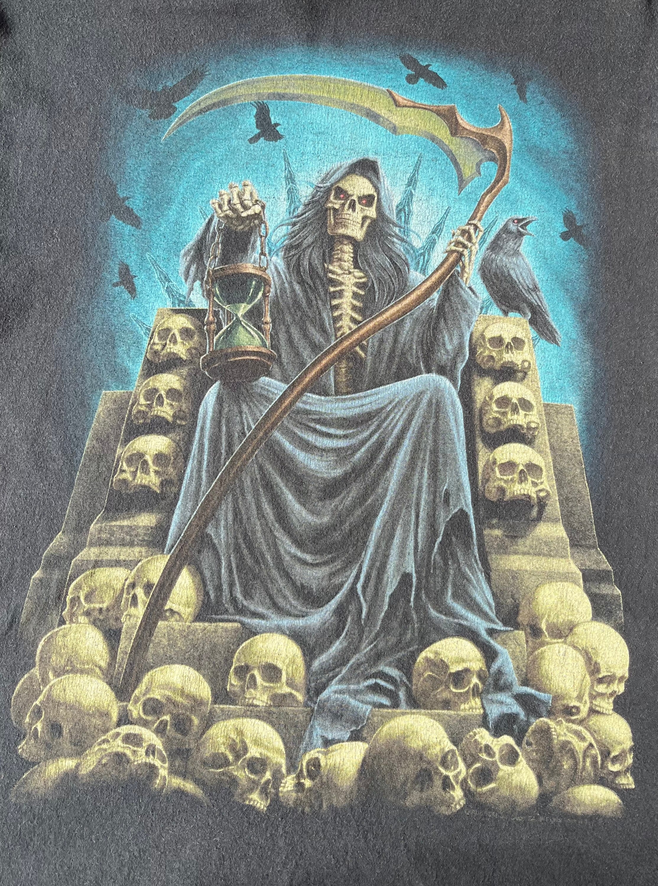 T-Shirt DOM "Grim Reaper" | Graphic Tee Gothique & Crânes / gros plan