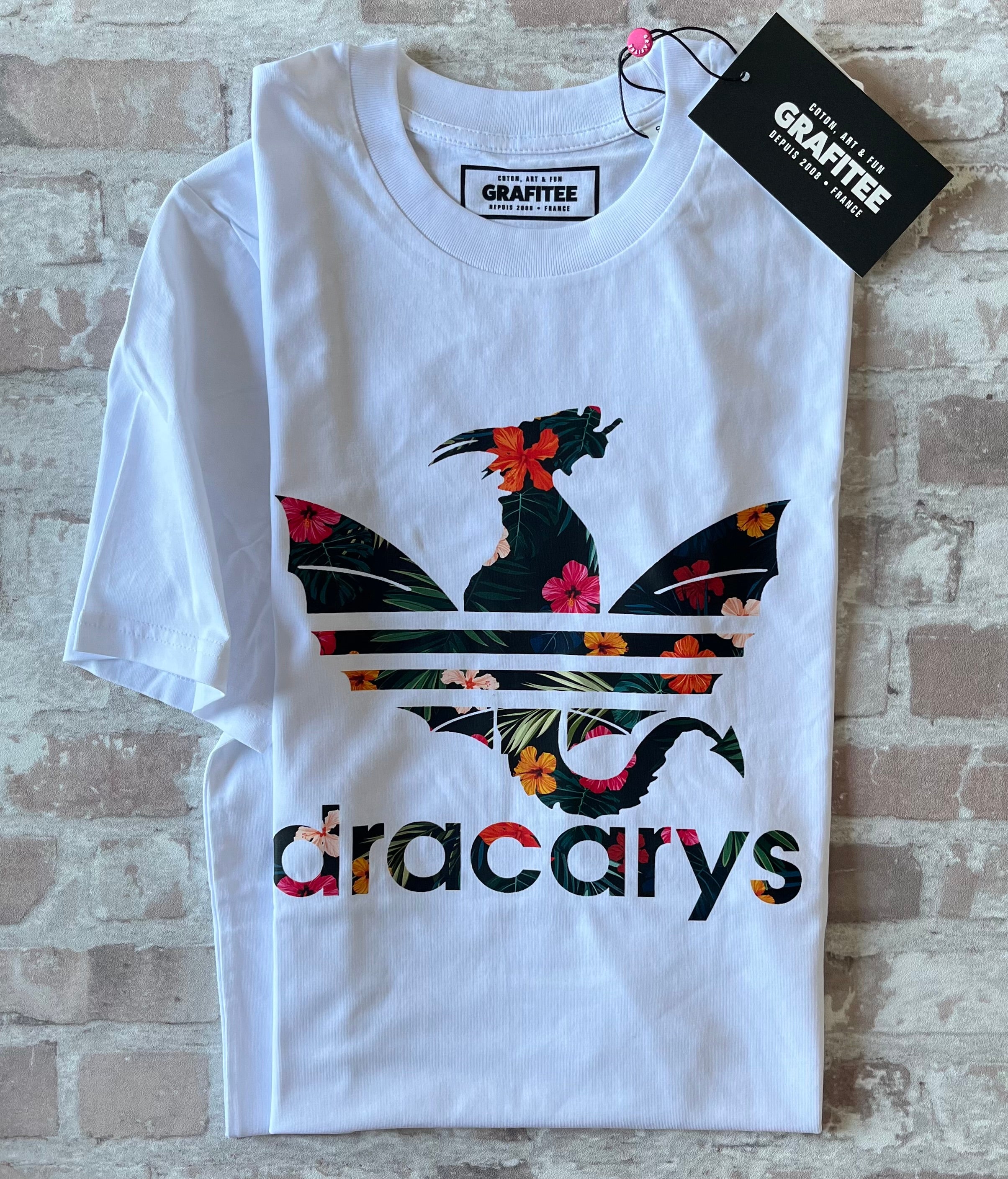 Tshirt Grafitee DRACARYS humour Game of thrones detourné à plat plié