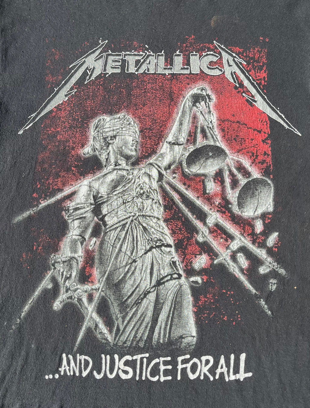 T-Shirt Metallica - And Justice For All | Faded Black & Red/imprimé gros plan