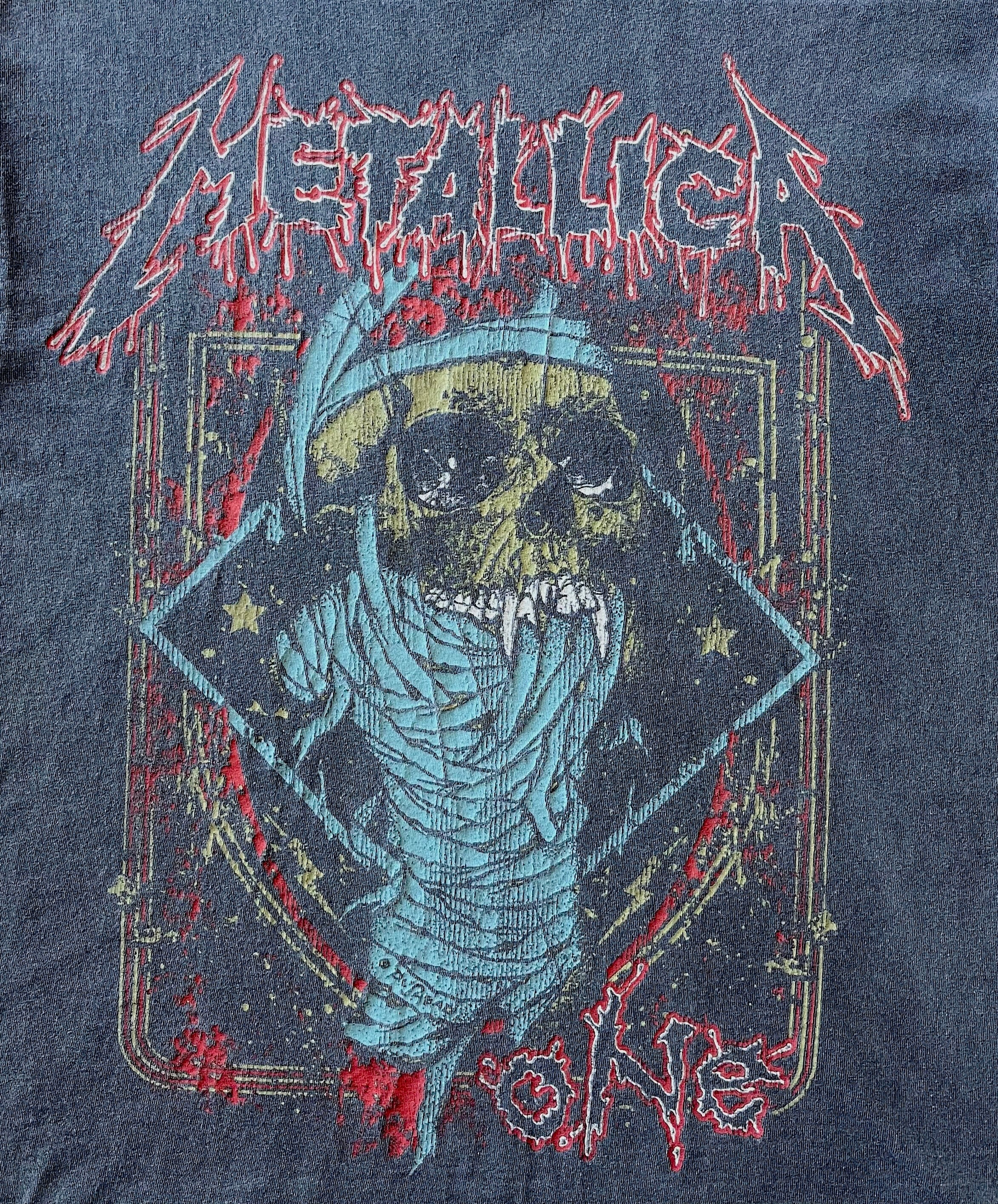 T-Shirt Metallica | One - And Justice For All | Réédition Style Vintage / gros plan imprimé