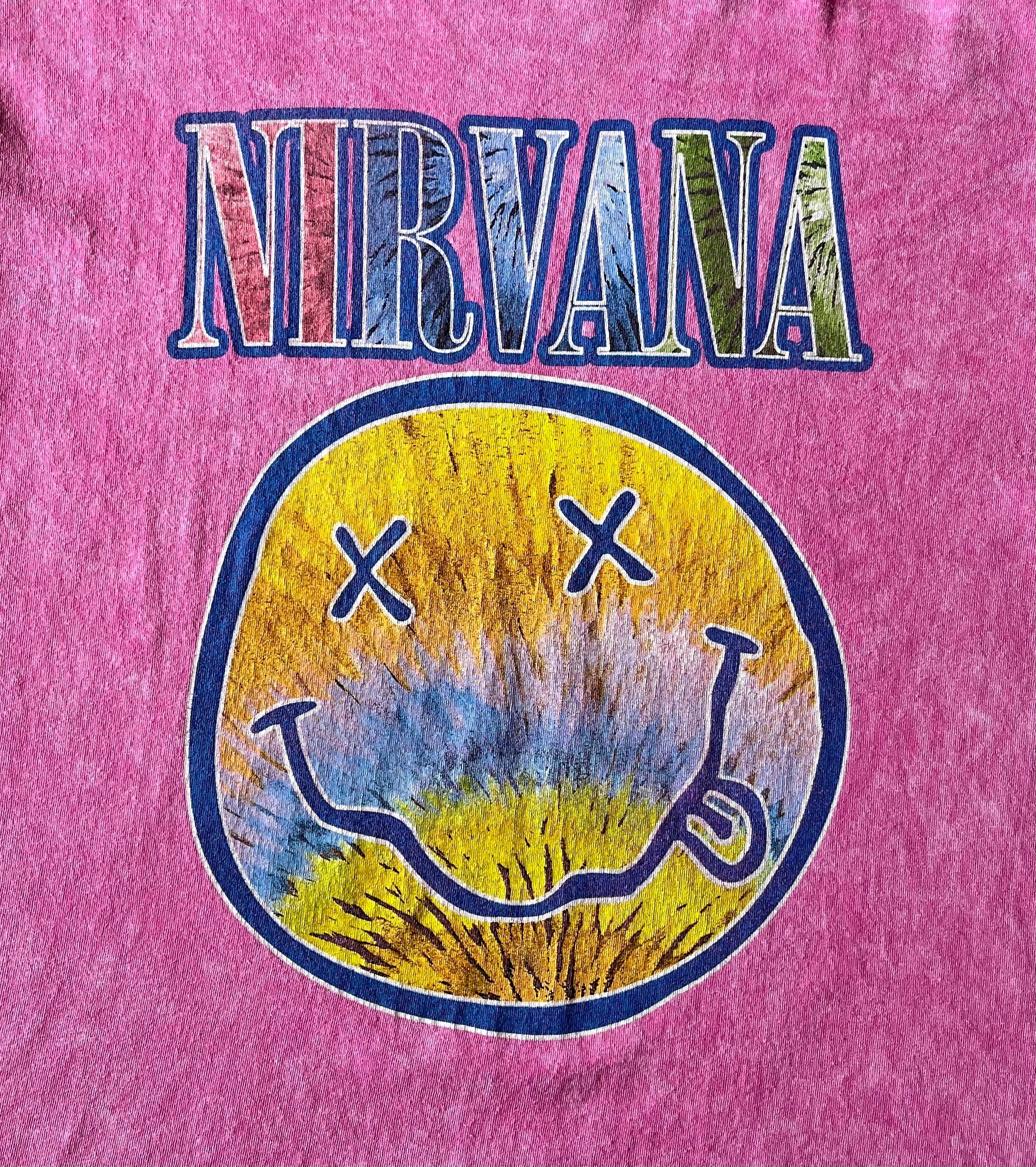 T-Shirt NIRVANA | Nevermind | Pink Tie & Die | Vintage Acid Wash / imprimé