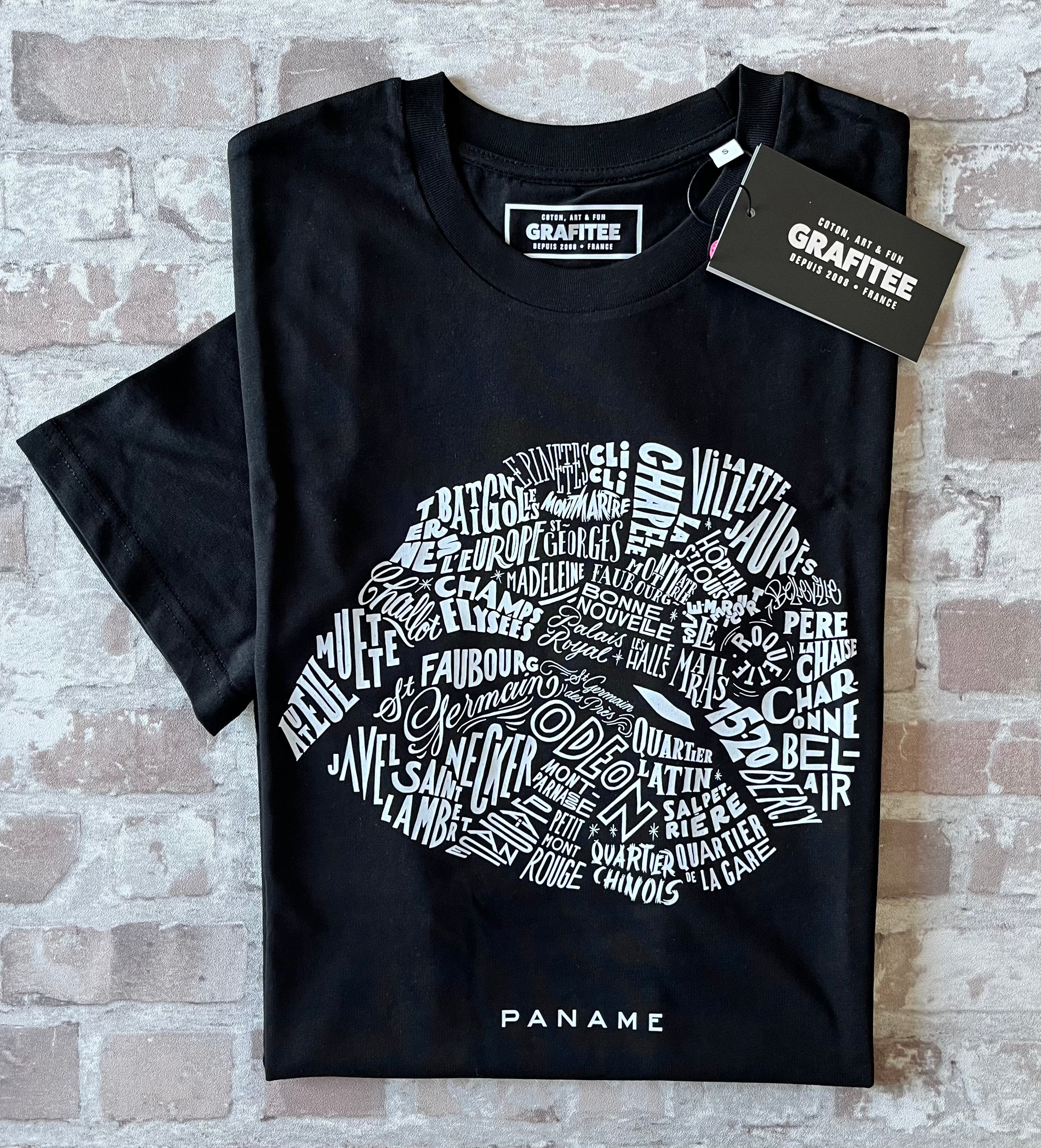Tshirt Grafitee Quartiers de Paname à plat, plié 