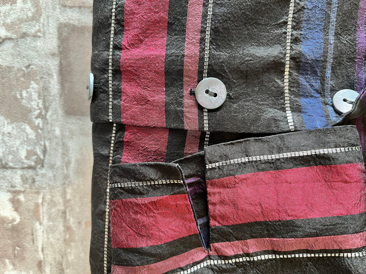 Veste - Chemise en Soie Sauvage Rayée | Talbots Vintage / détails boutons patinés